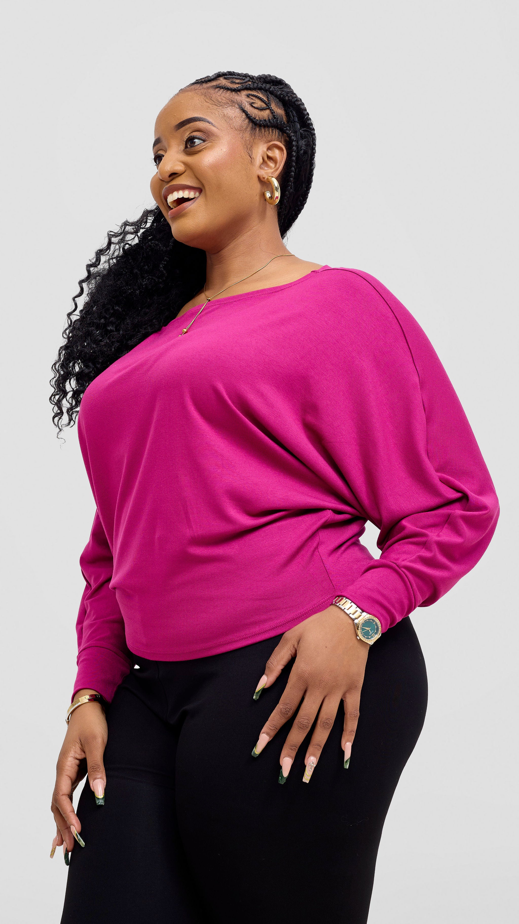 Vivo Bana Batwing Top - Fuschia