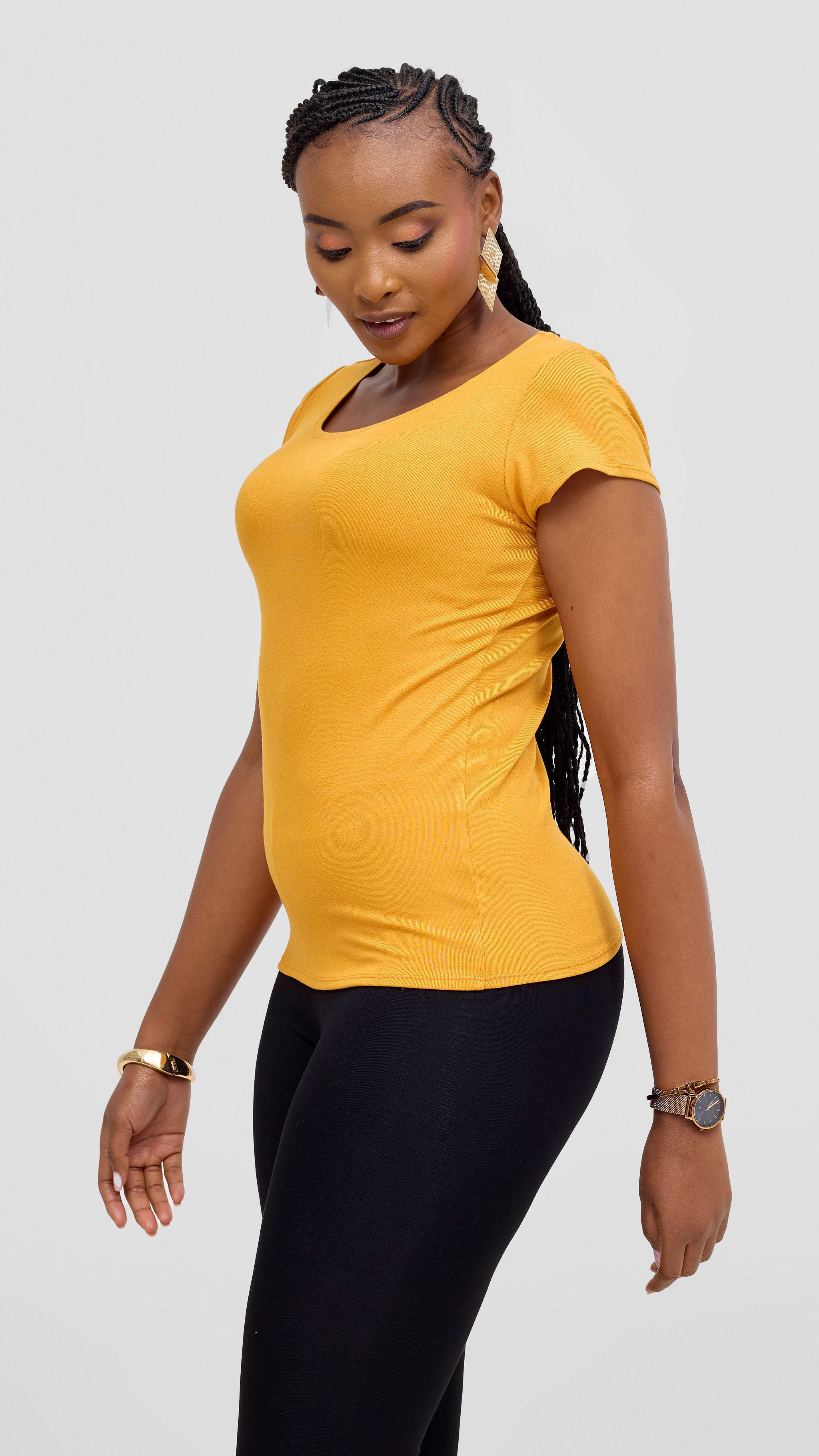 Vivo Basic Val Cap Sleeve Top - Mustard