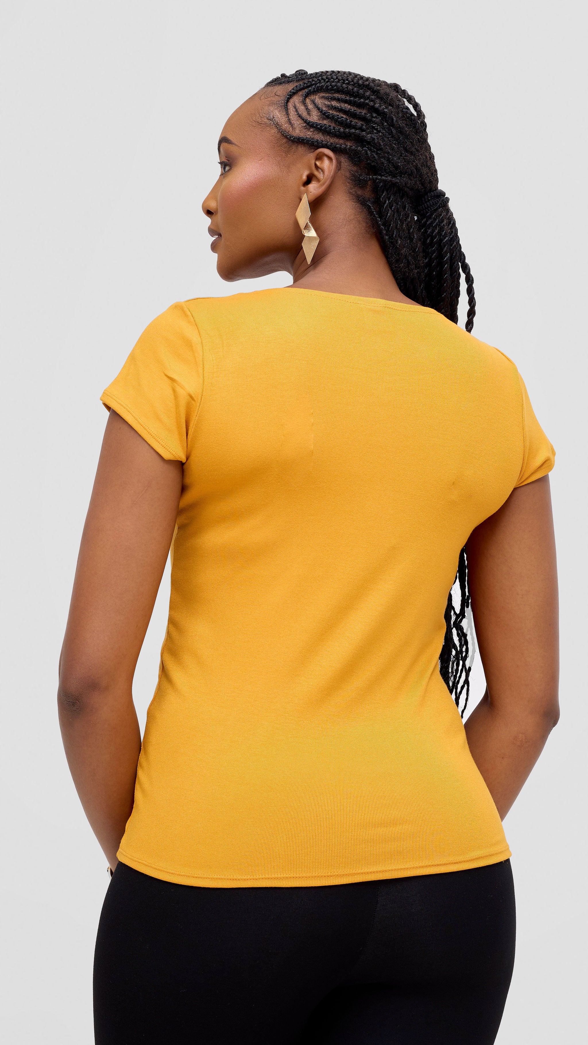 Vivo Basic Val Cap Sleeve Top - Mustard