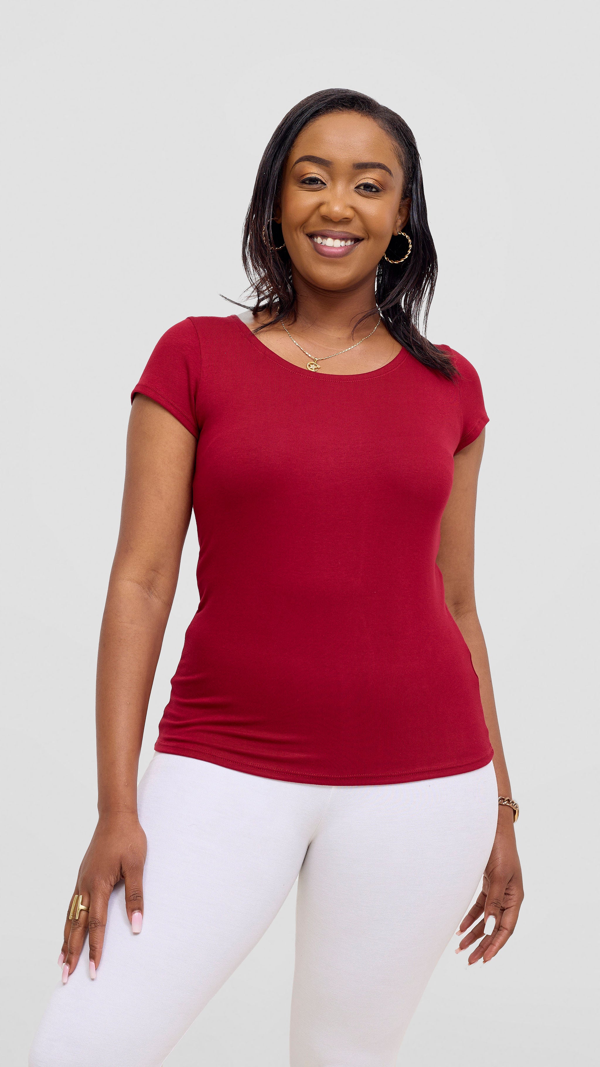 Vivo Everyday Cap Sleeve Top - Dark Red