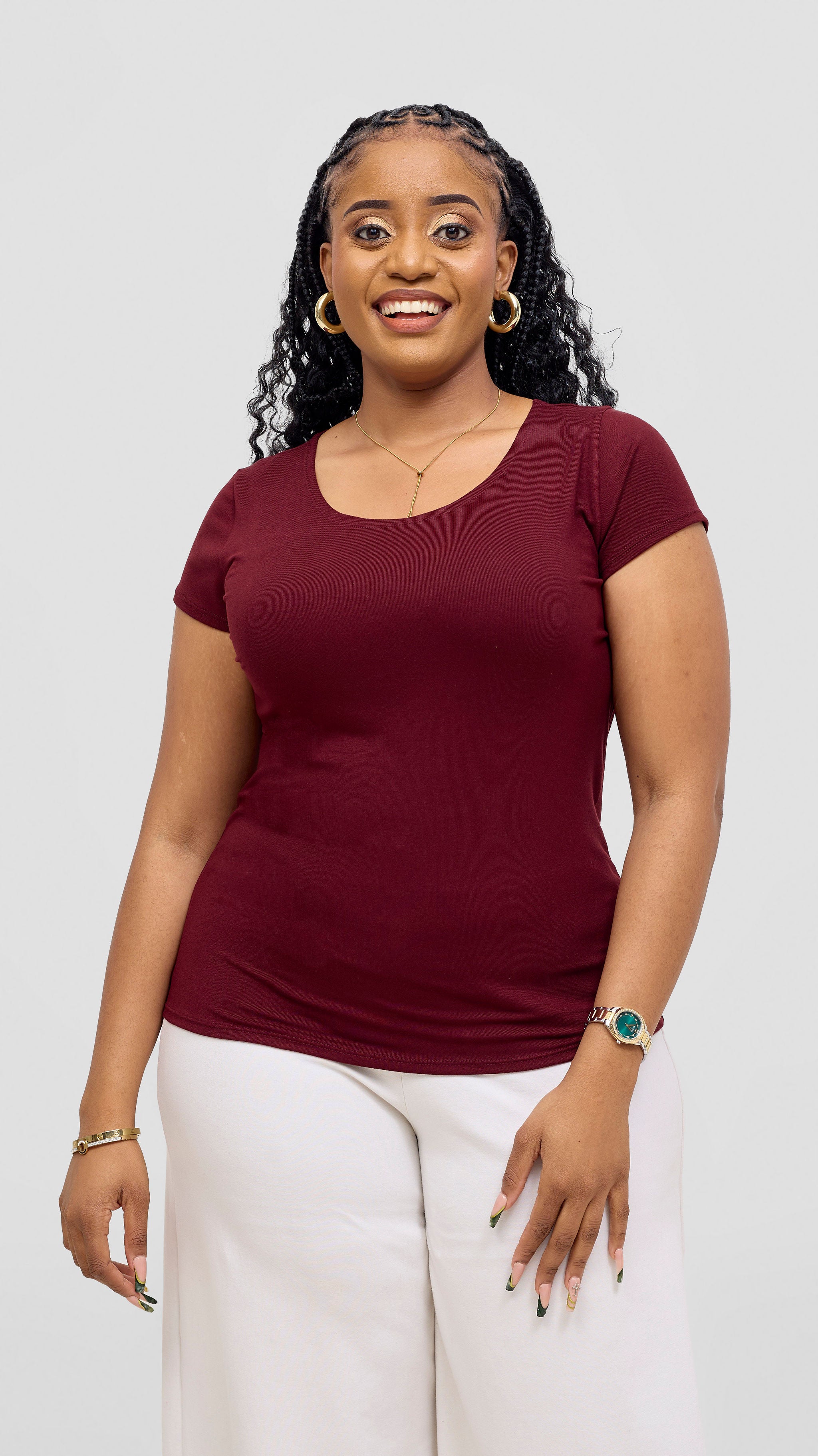 Vivo Everyday Cap Sleeve Top - Maroon