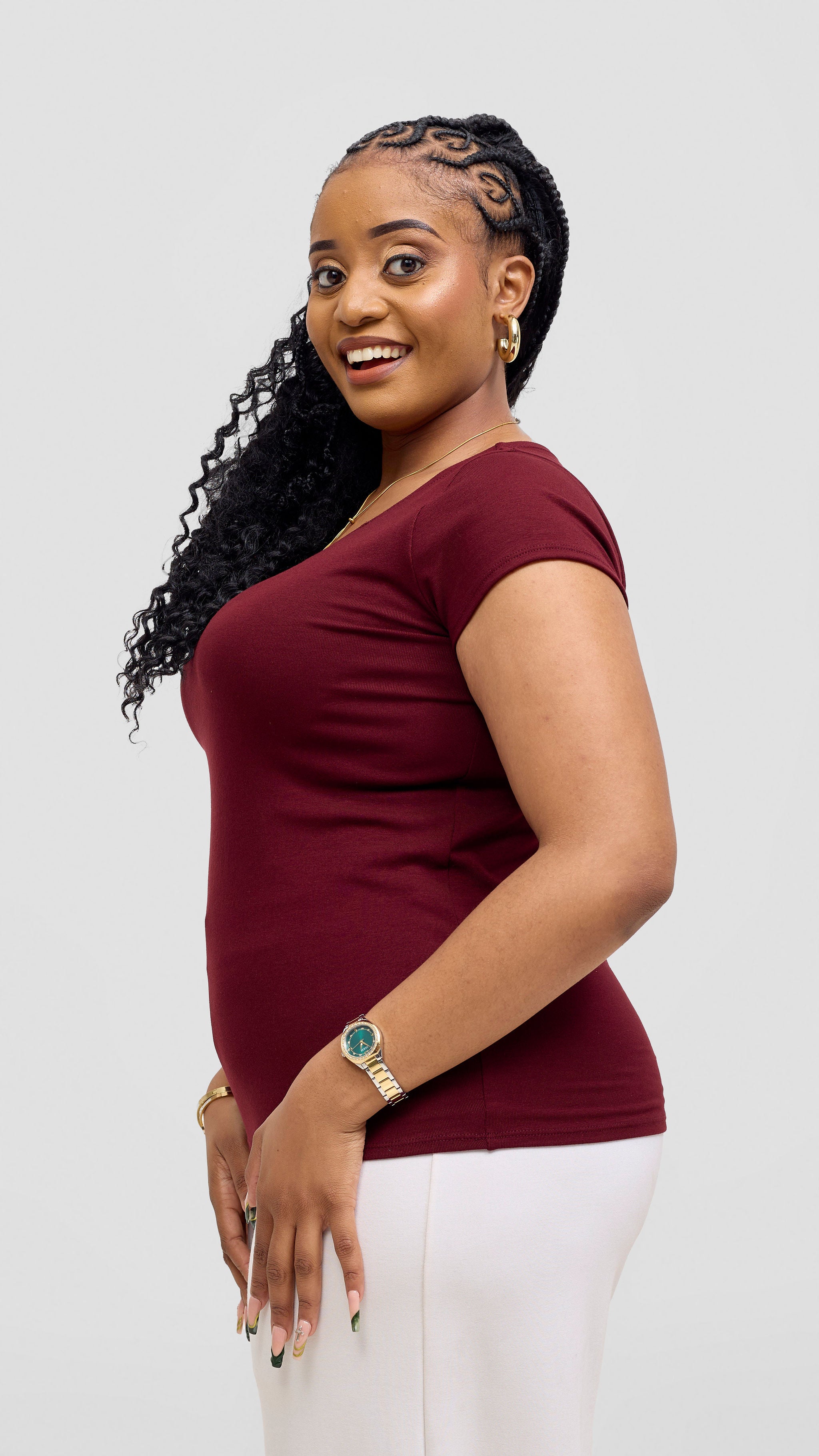 Vivo Everyday Cap Sleeve Top - Maroon