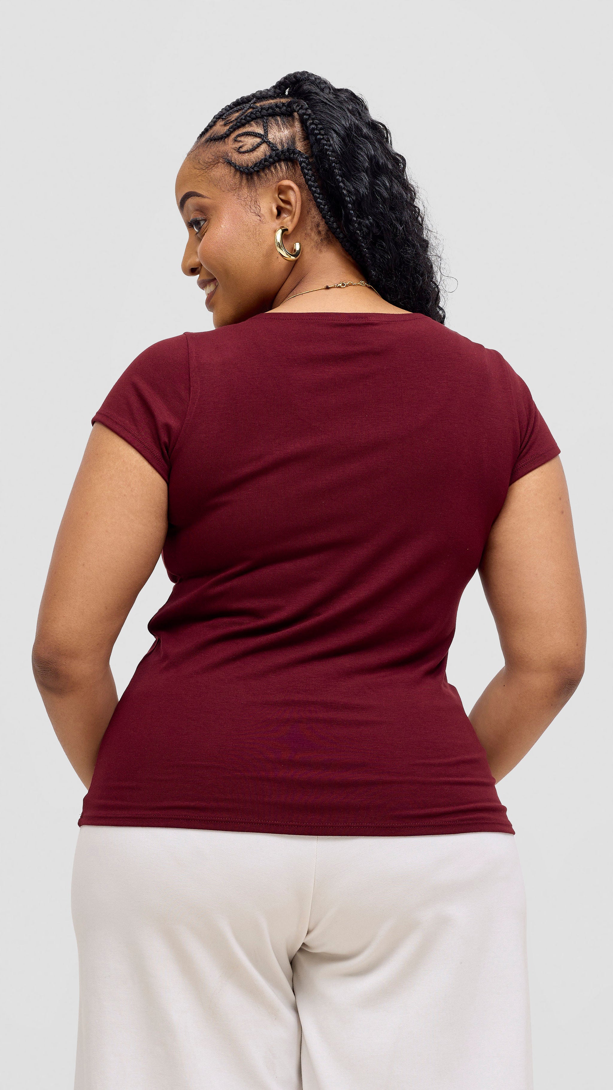 Vivo Everyday Cap Sleeve Top - Maroon