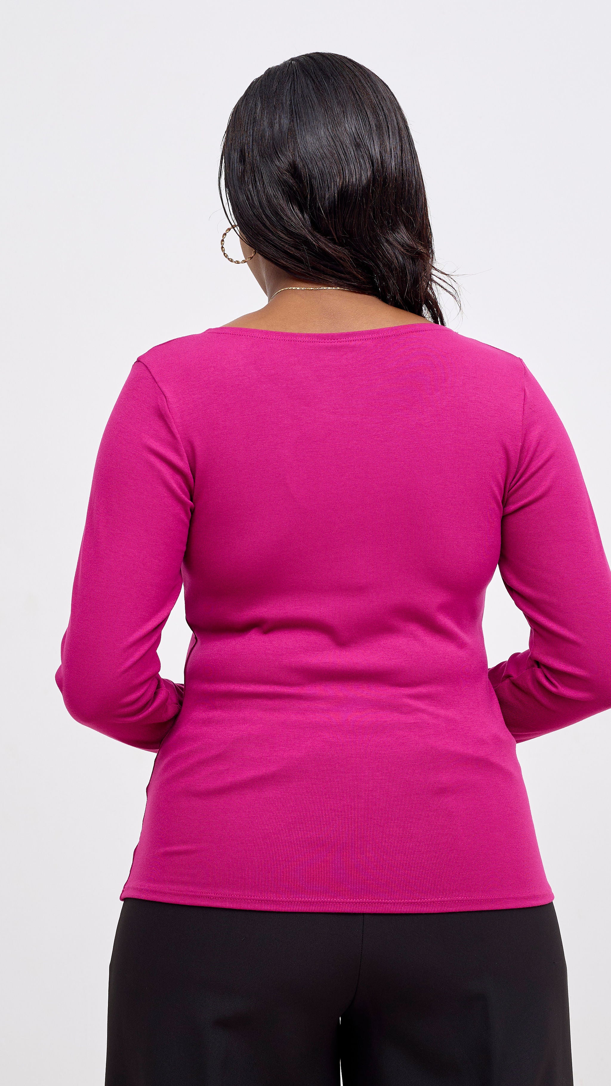 Vivo Basic Val Long Sleeve Top - Fuschia