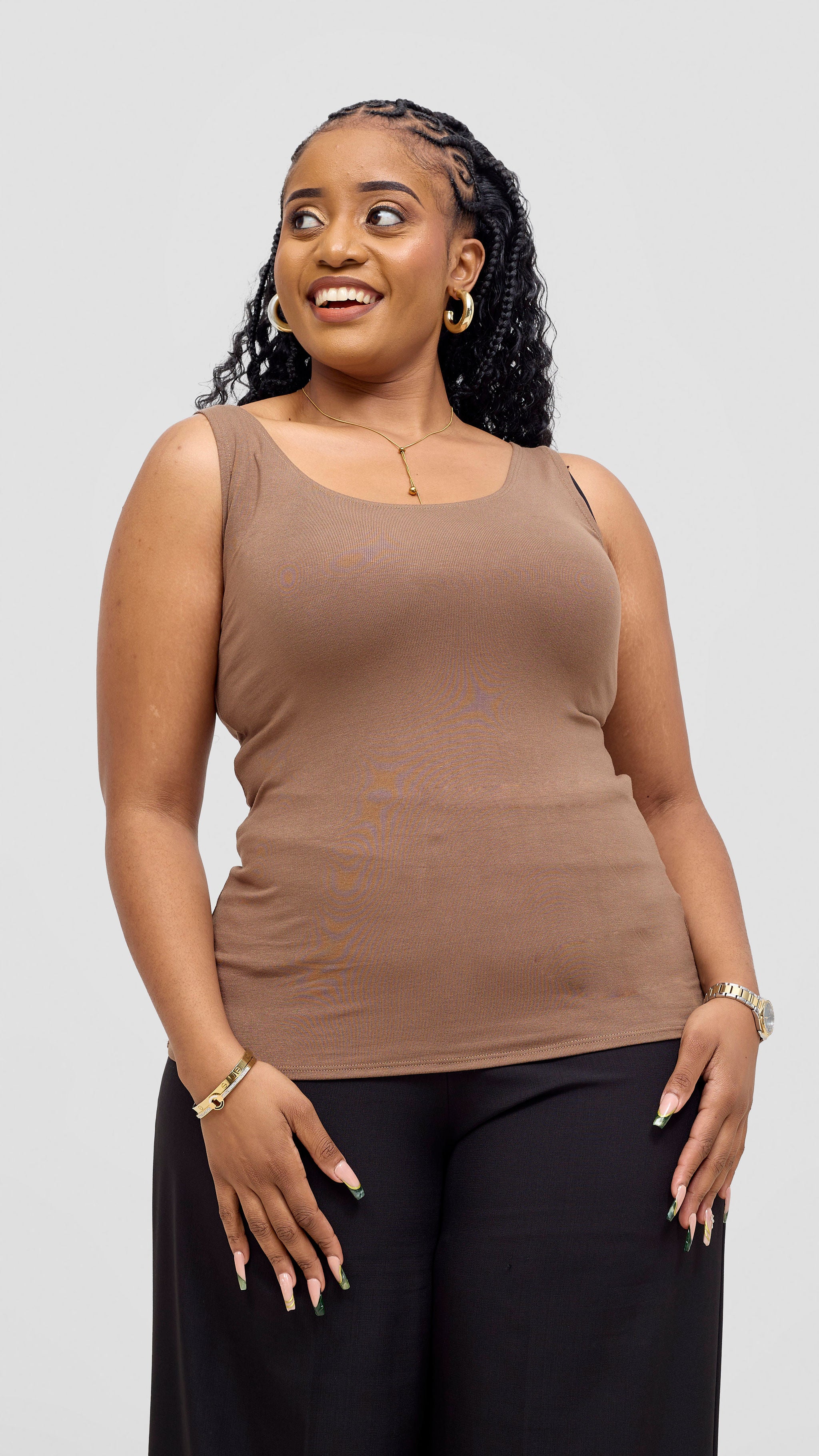 Vivo Basic Tank Top - Dark Taupe