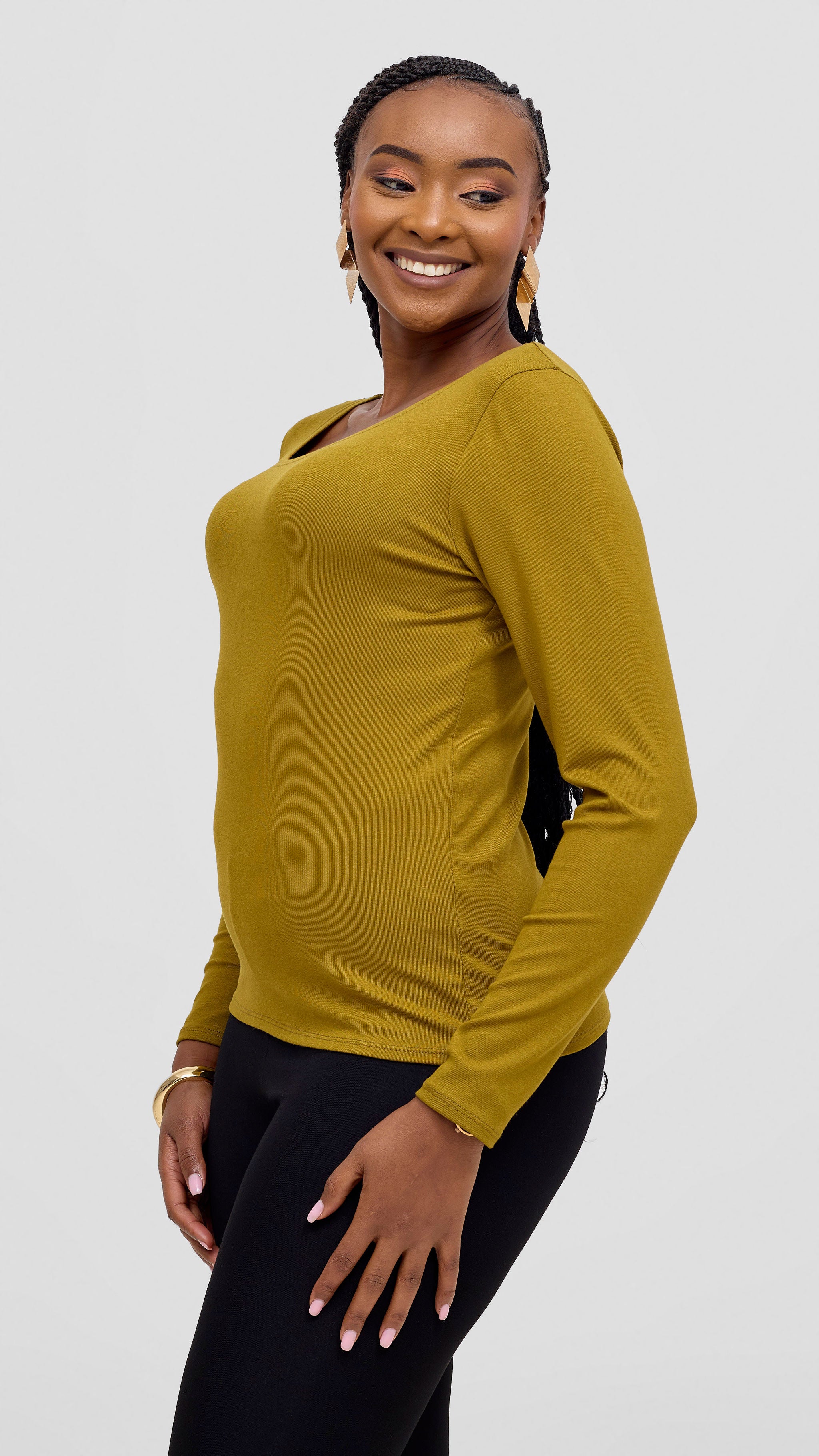 Vivo Basic Val Long Sleeve Top - Dark Olive