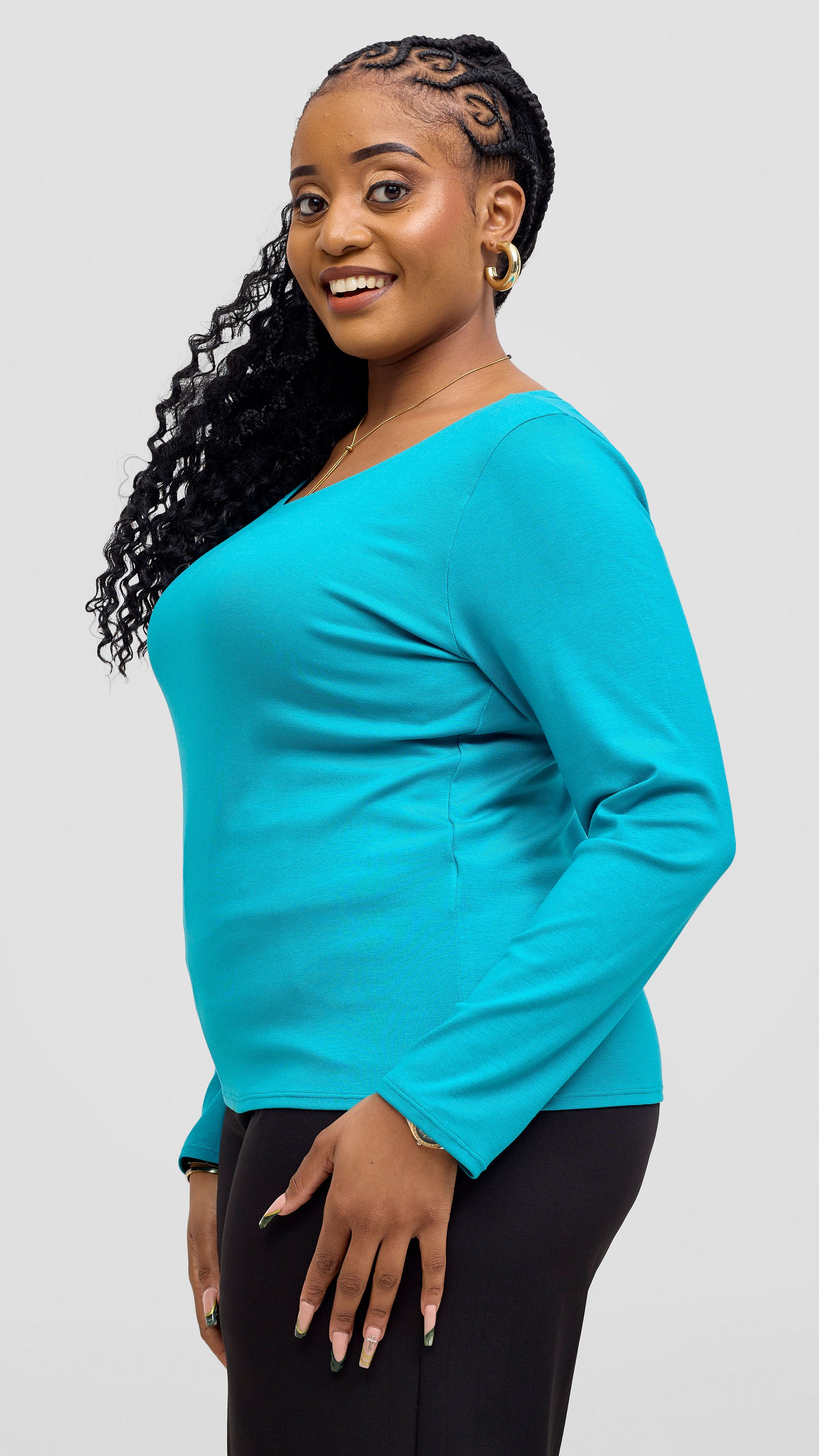 Vivo Basic Val Long Sleeve Top - Sea Green