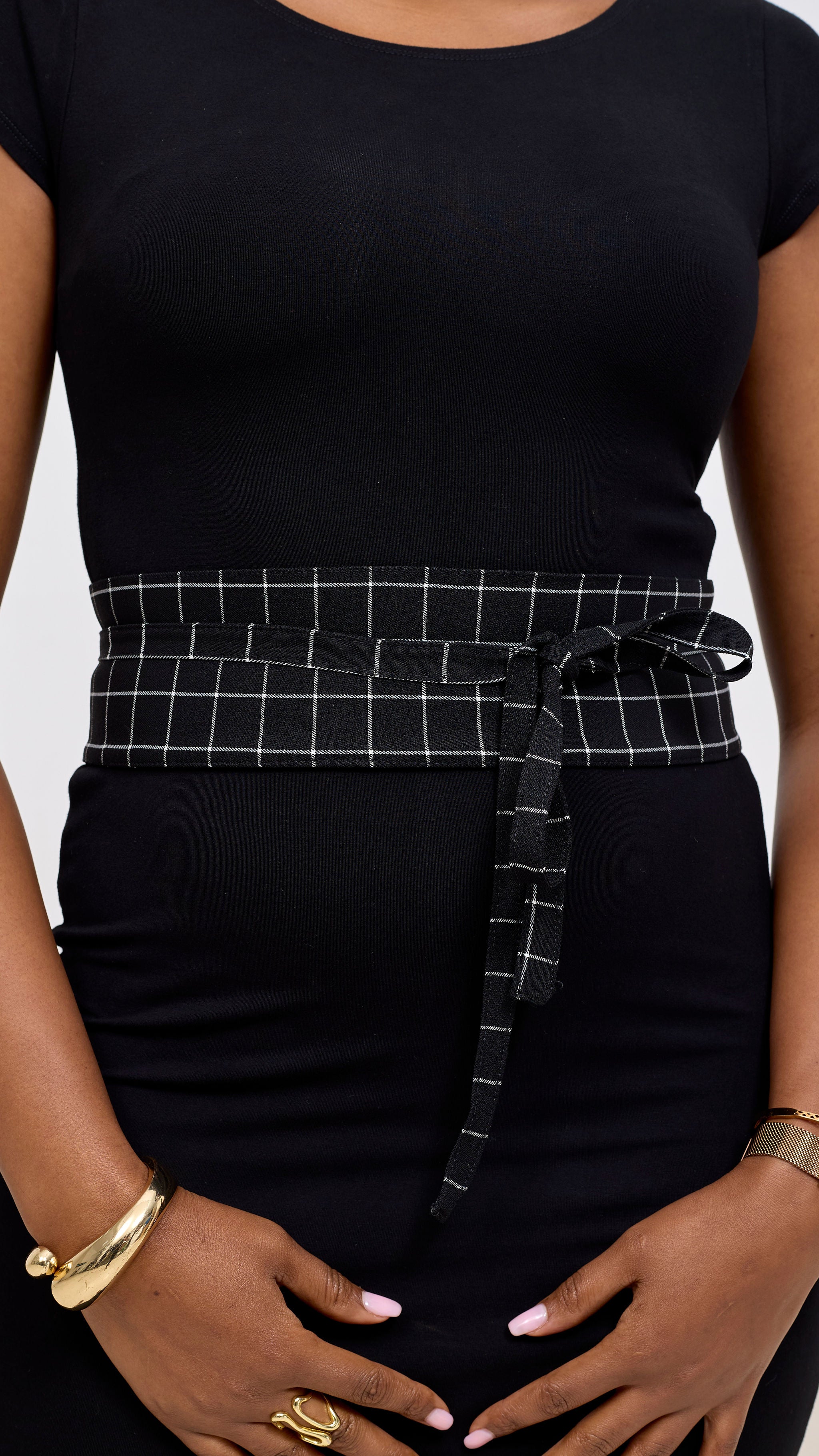 Vivo Basic Strappy Belt - Black Checked Print