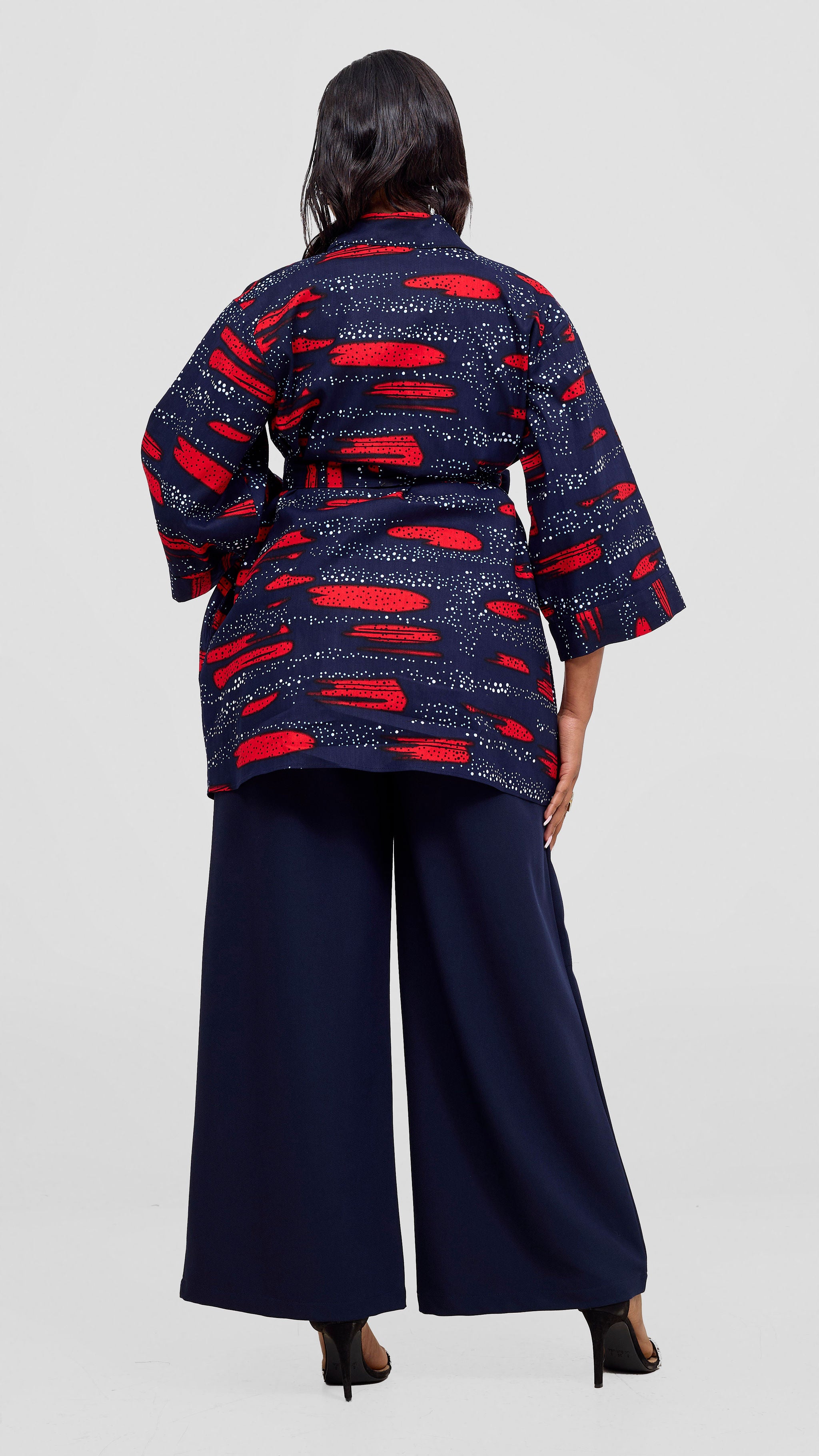 Vivo Short Kimono - Navy / Red Maya Print