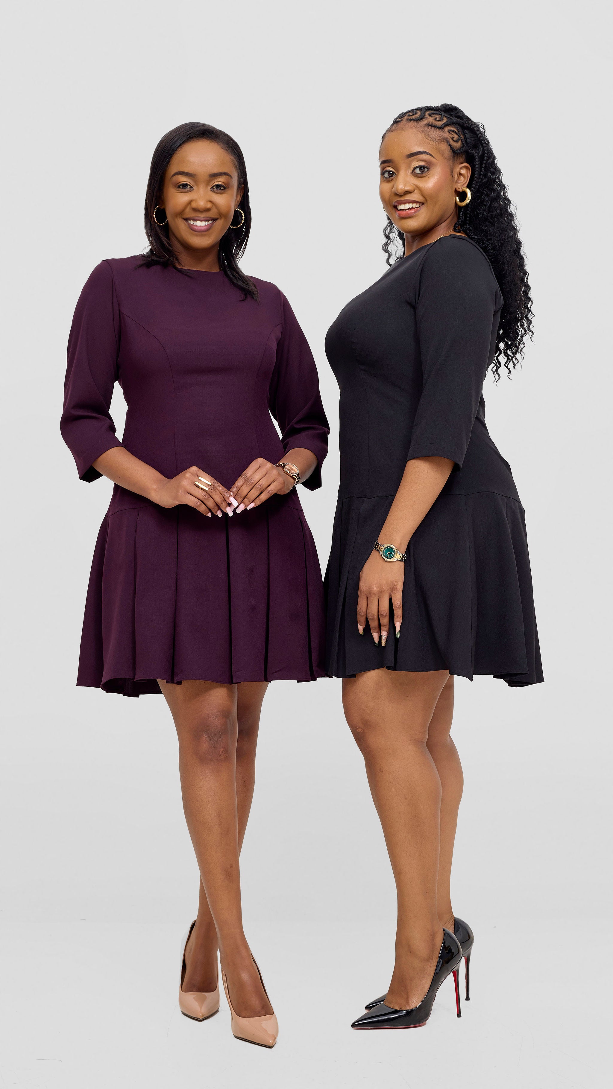 Vivo Diella 3/4 Sleeve Pleated Dress SD - Mulberry