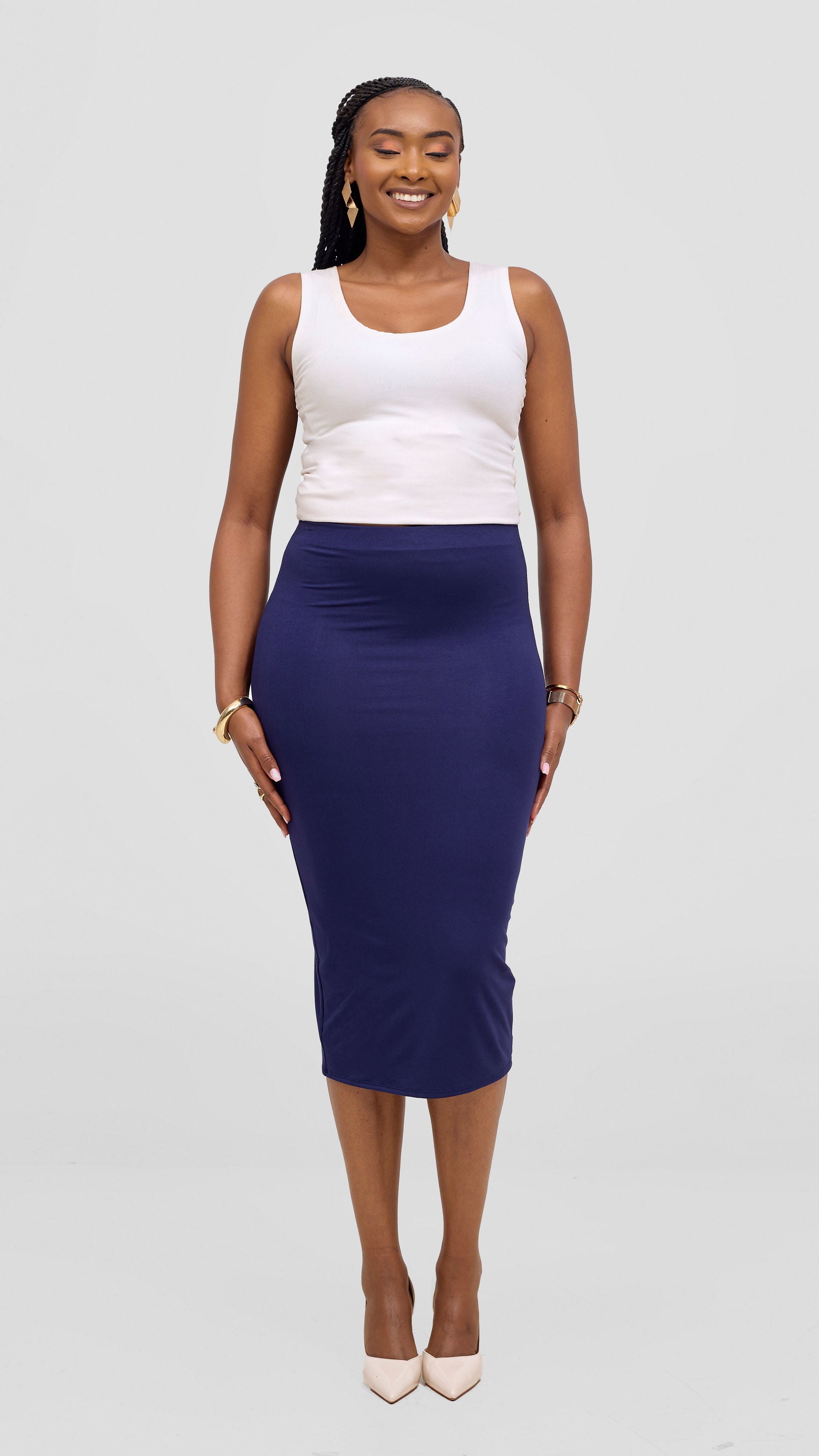 Vivo Basic Lined Capri Skirt - Navy Blue