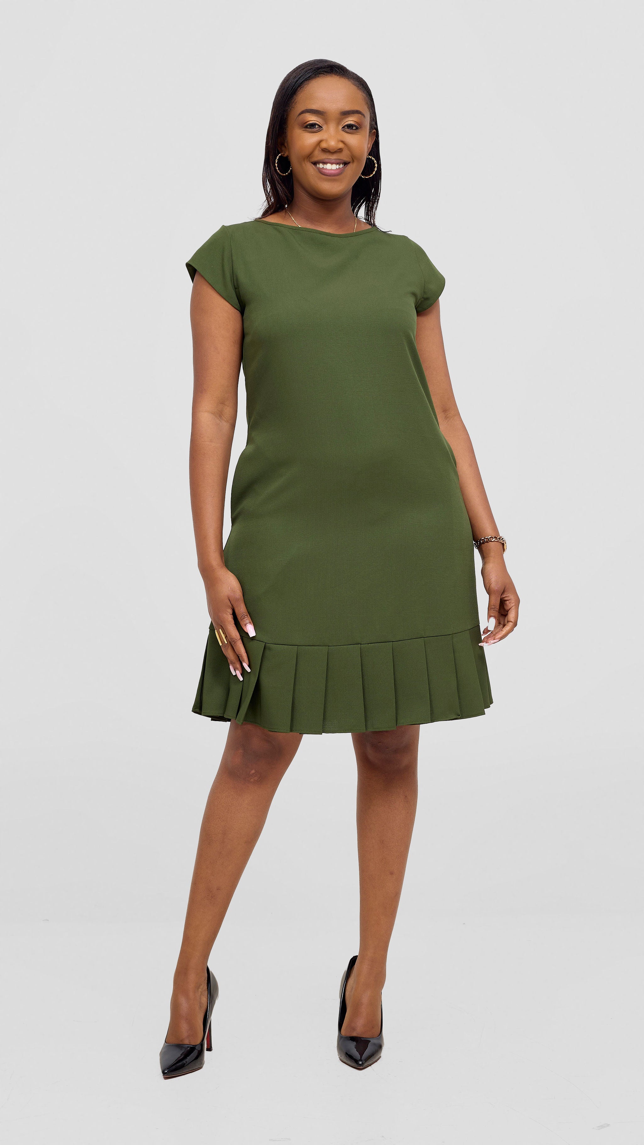 Vivo Diella Pleated Dress - Hunters Green