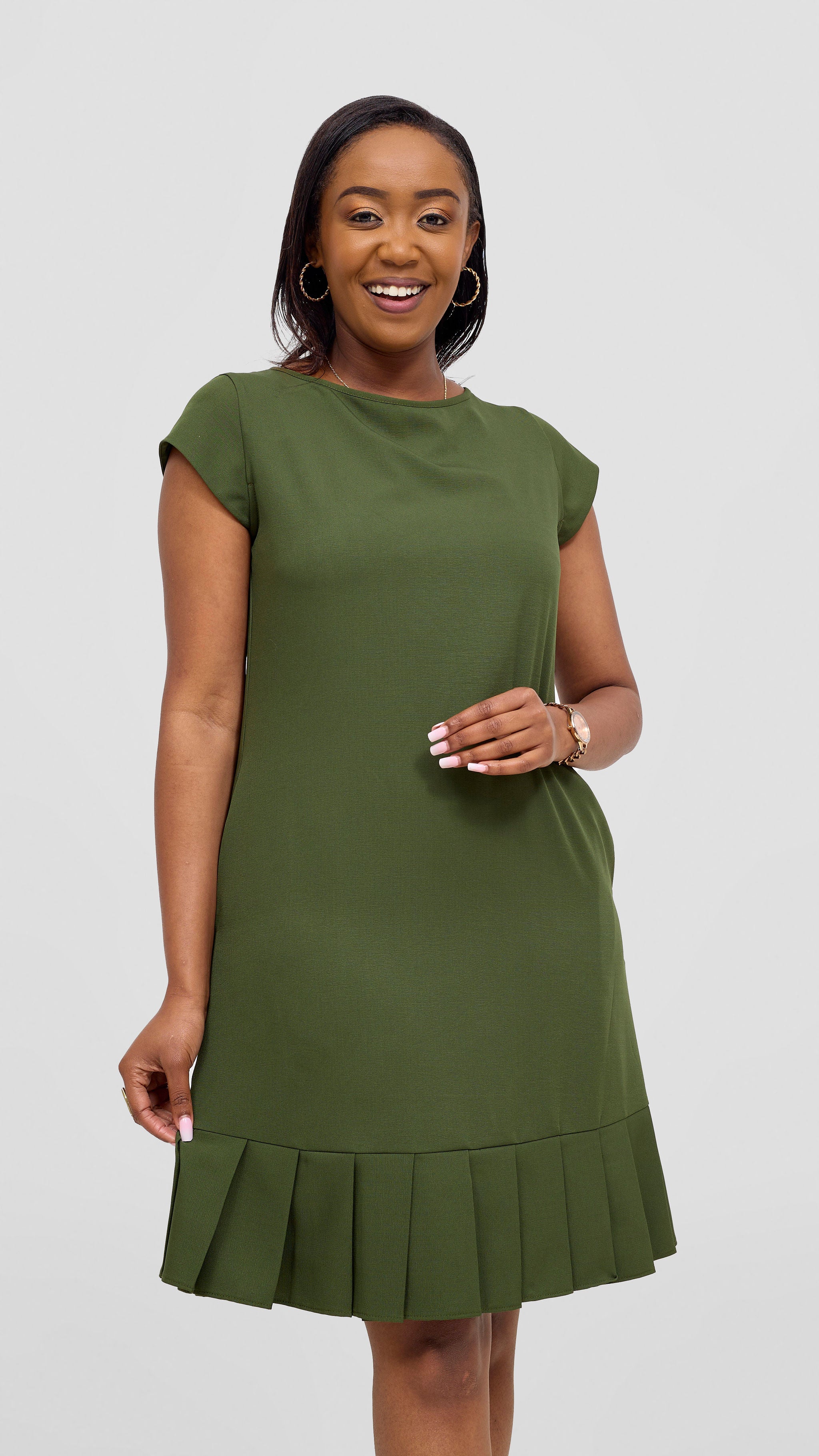 Vivo Diella Pleated Dress - Hunters Green
