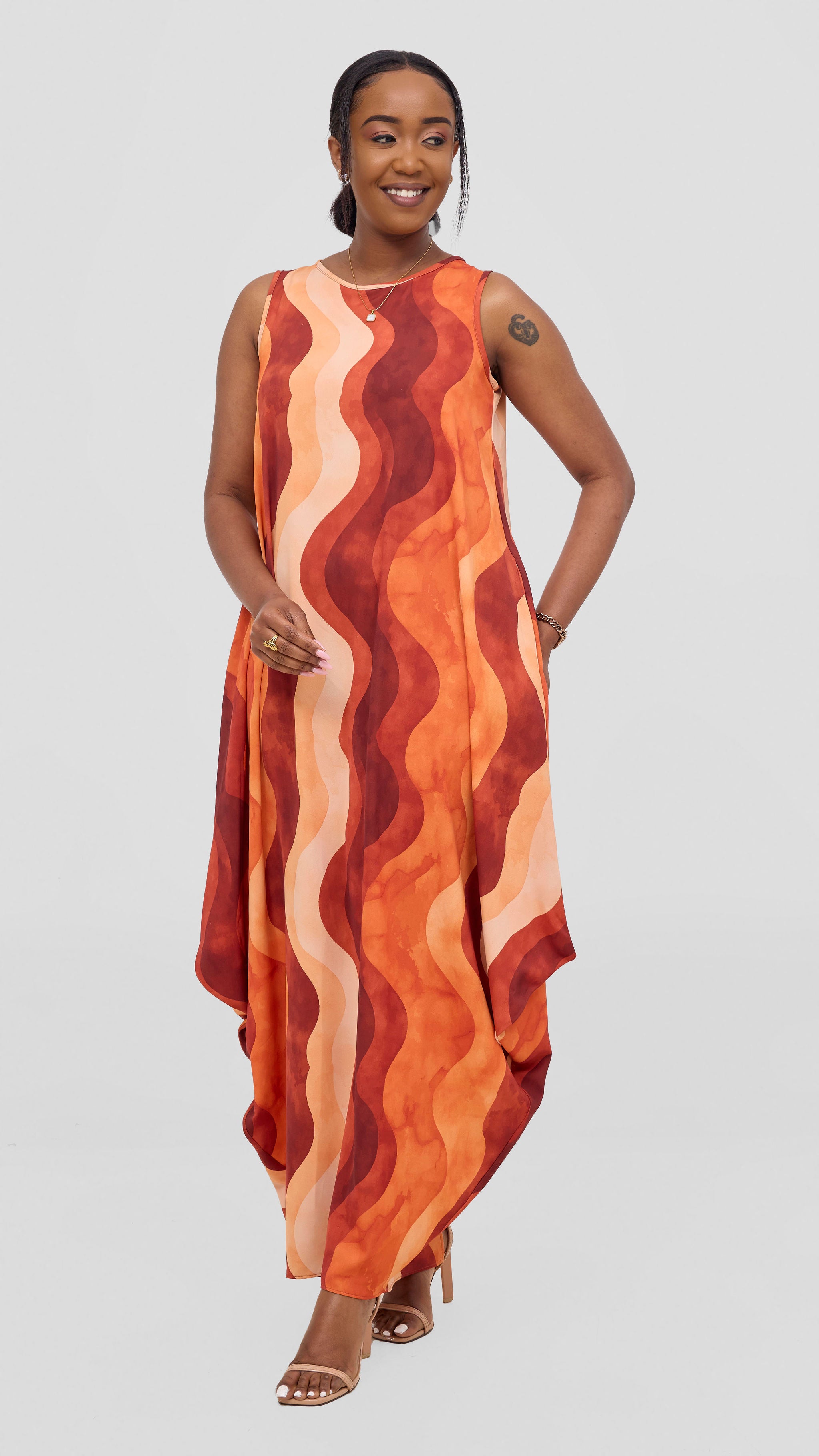 Vivo Seli Maxi Dress - Buttermilk / Rust Loura Print