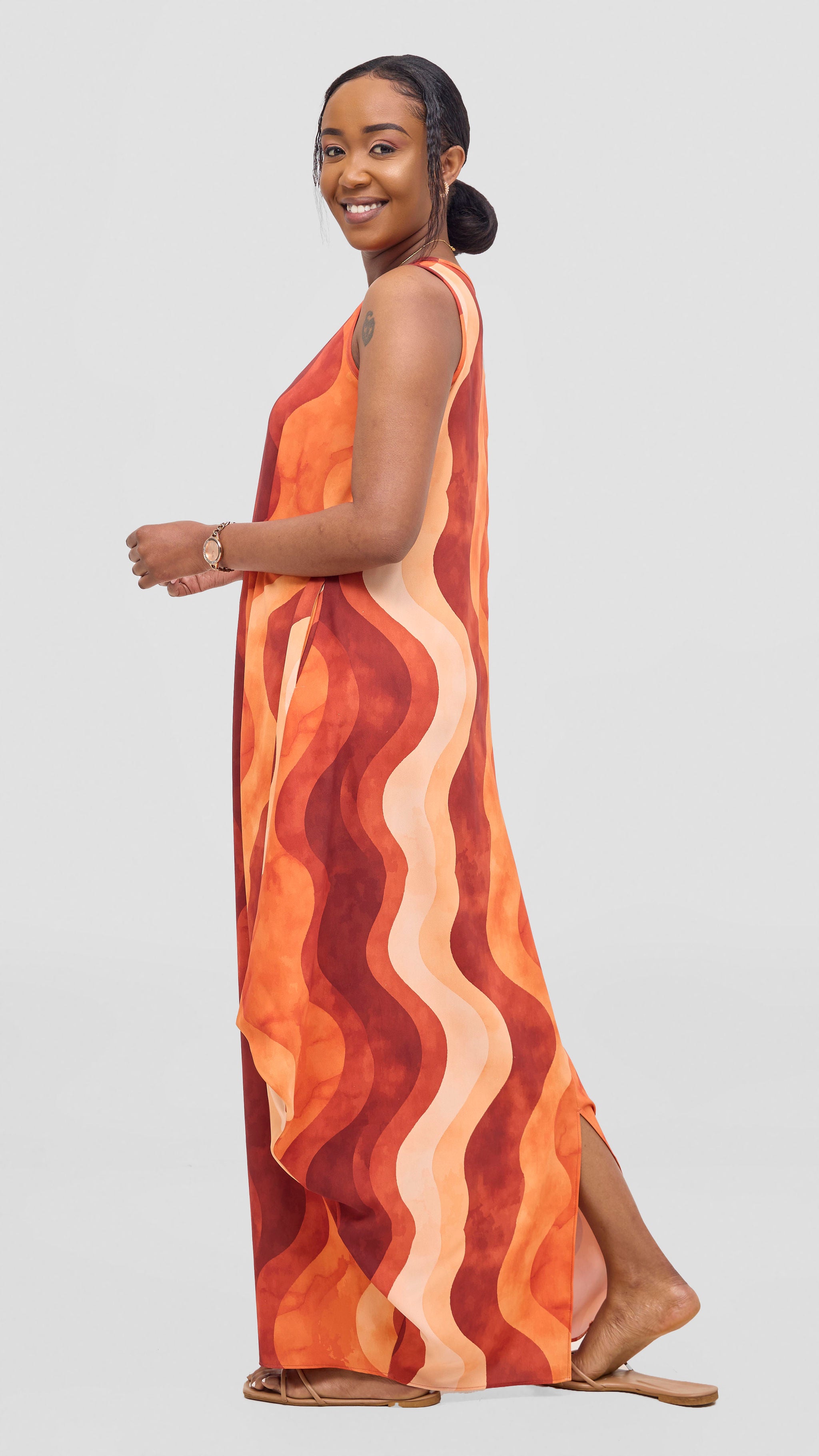 Vivo Seli Maxi Dress - Buttermilk / Rust Loura Print