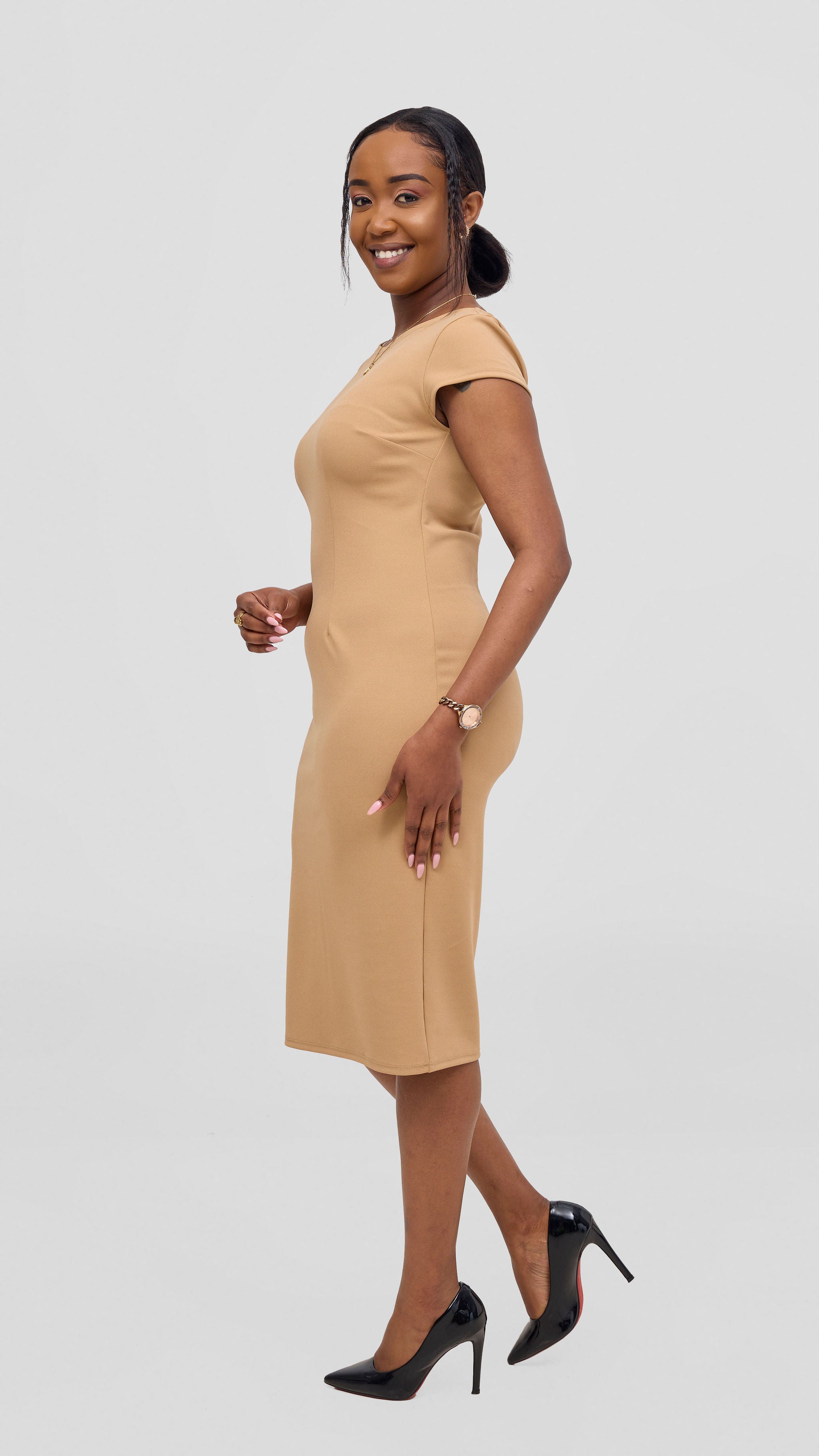 Vivo Imara Cap Sleeve Sheath Dress - Taupe