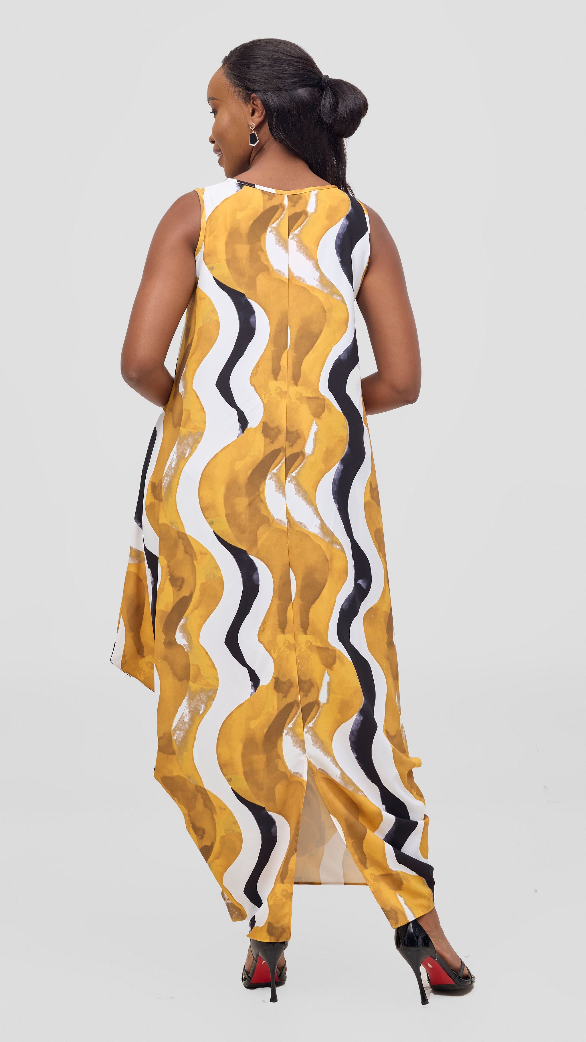 Vivo Seli Maxi Dress - Mustard / Black Loura Print