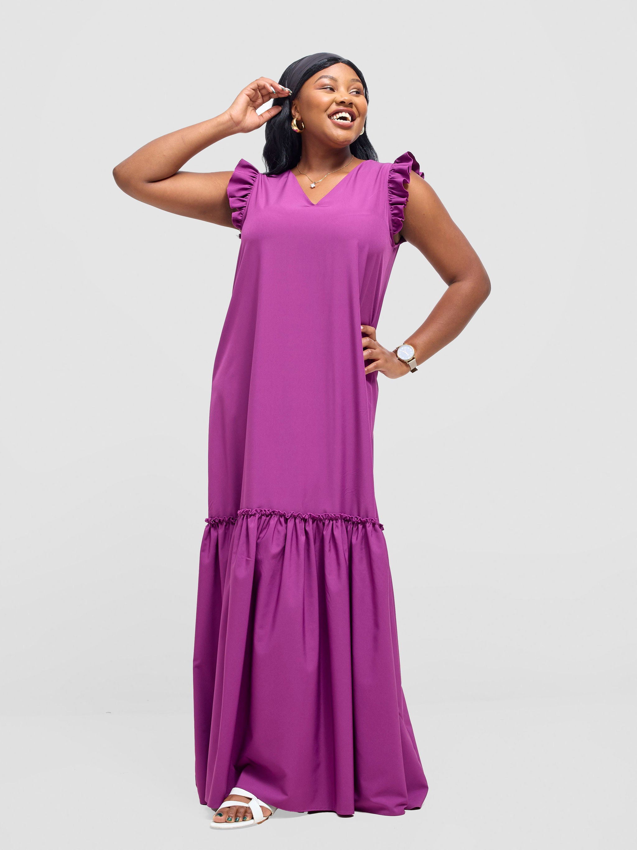 Vivo Nasinka V-Neck Maxi Dress - Purple