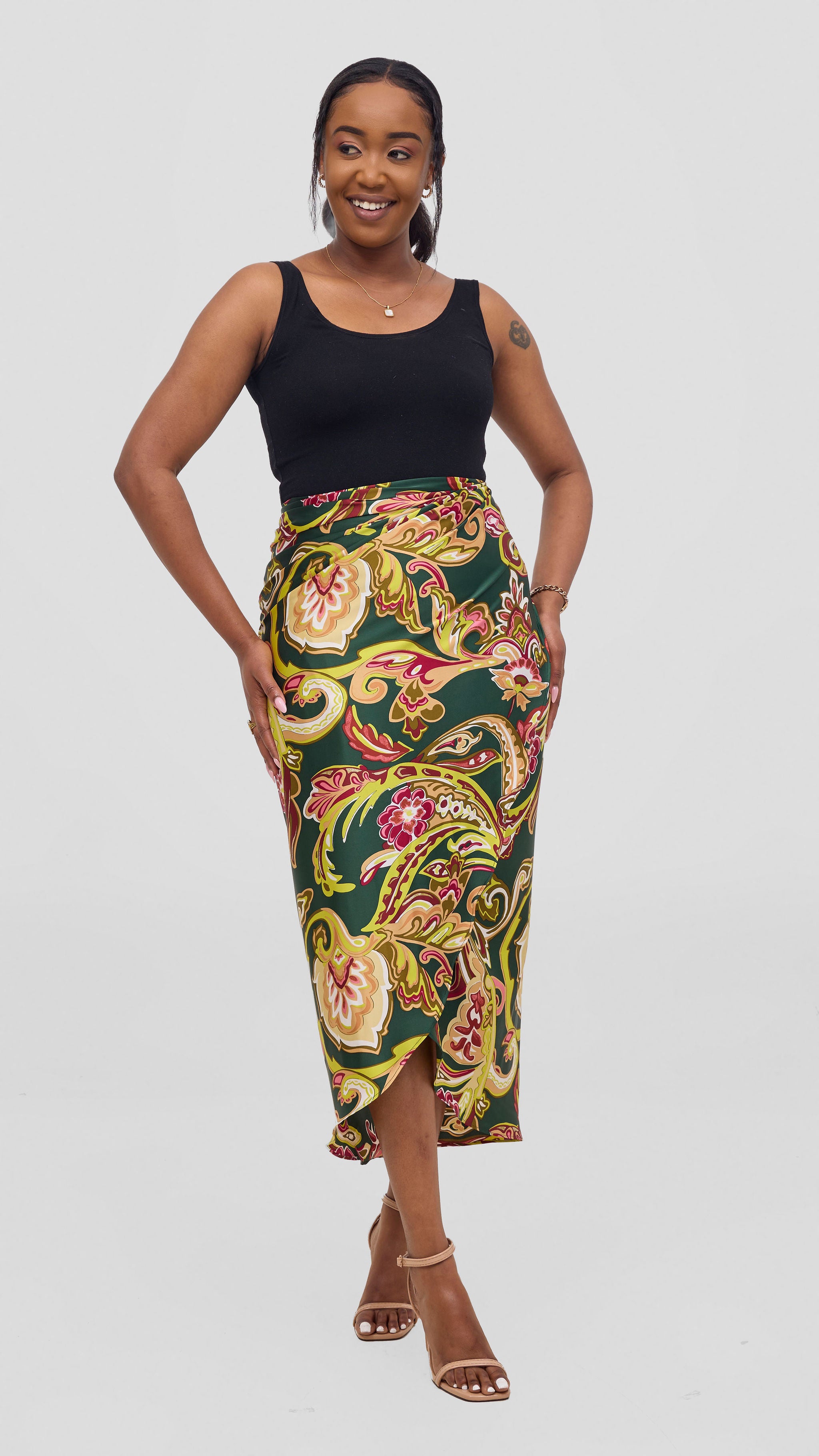 Vivo Sarong Skirt - Dark Green / Hunters Print
