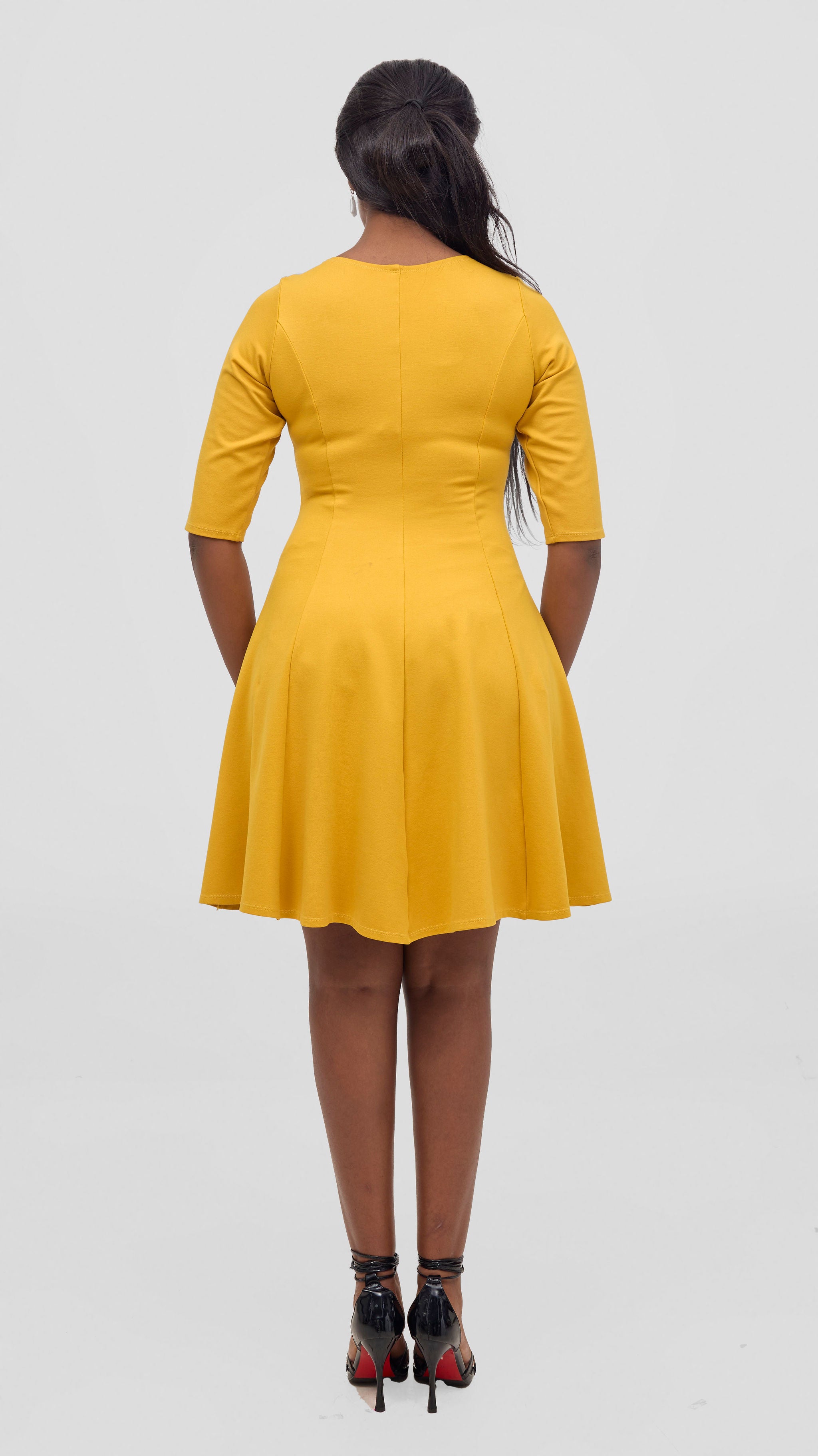 Vivo Aleri A-Line Pleated Dress - Mustard