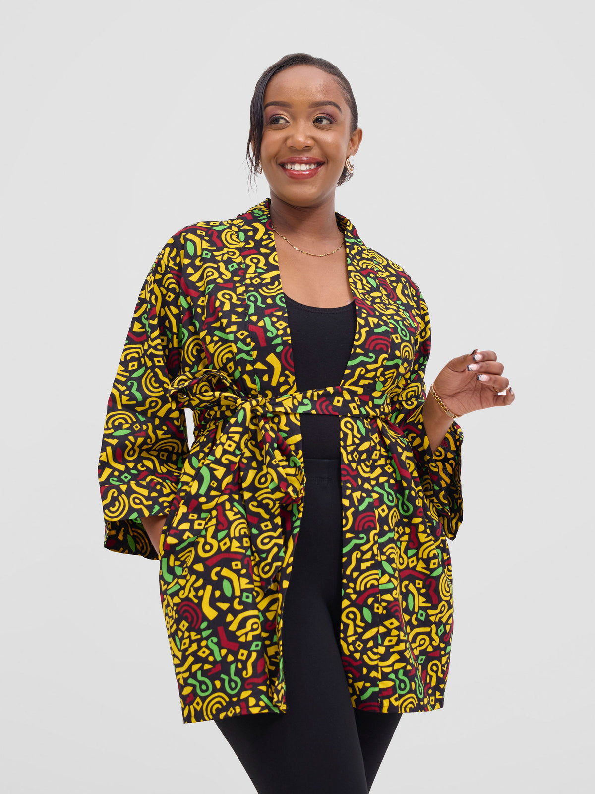 Vivo Pelia Kimono - Black / White Meni Print main image 0