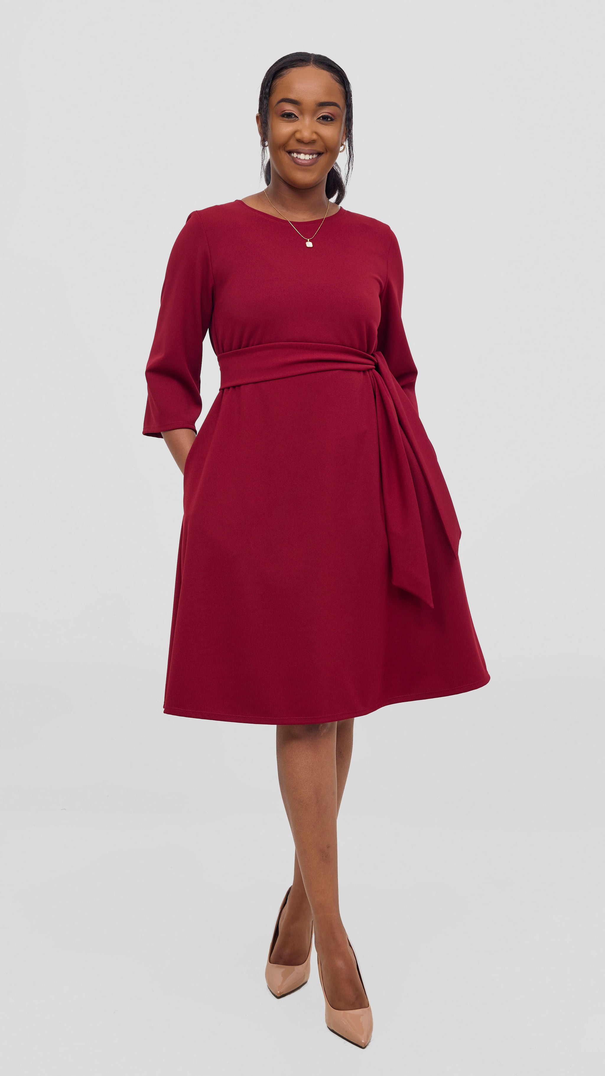 Vivo Imara 3/4 Sleeve Tent Dress- Red