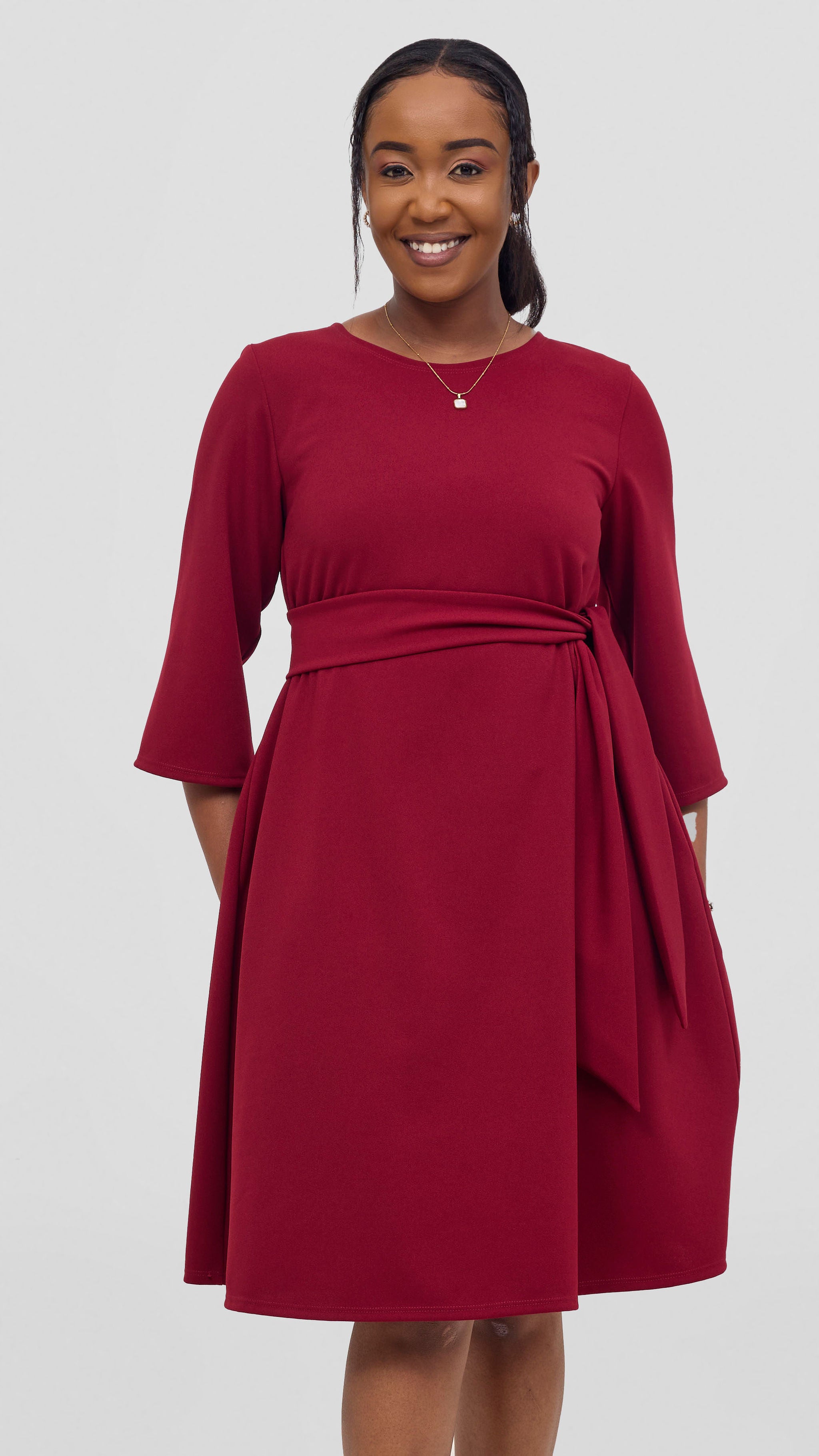 Vivo Imara 3/4 Sleeve Tent Dress- Red