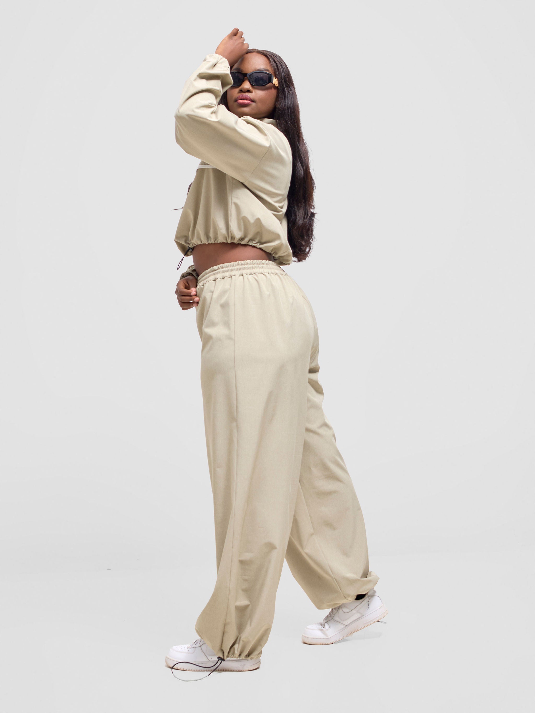 Zoya Vasha Midriff Jacket - Khaki / White