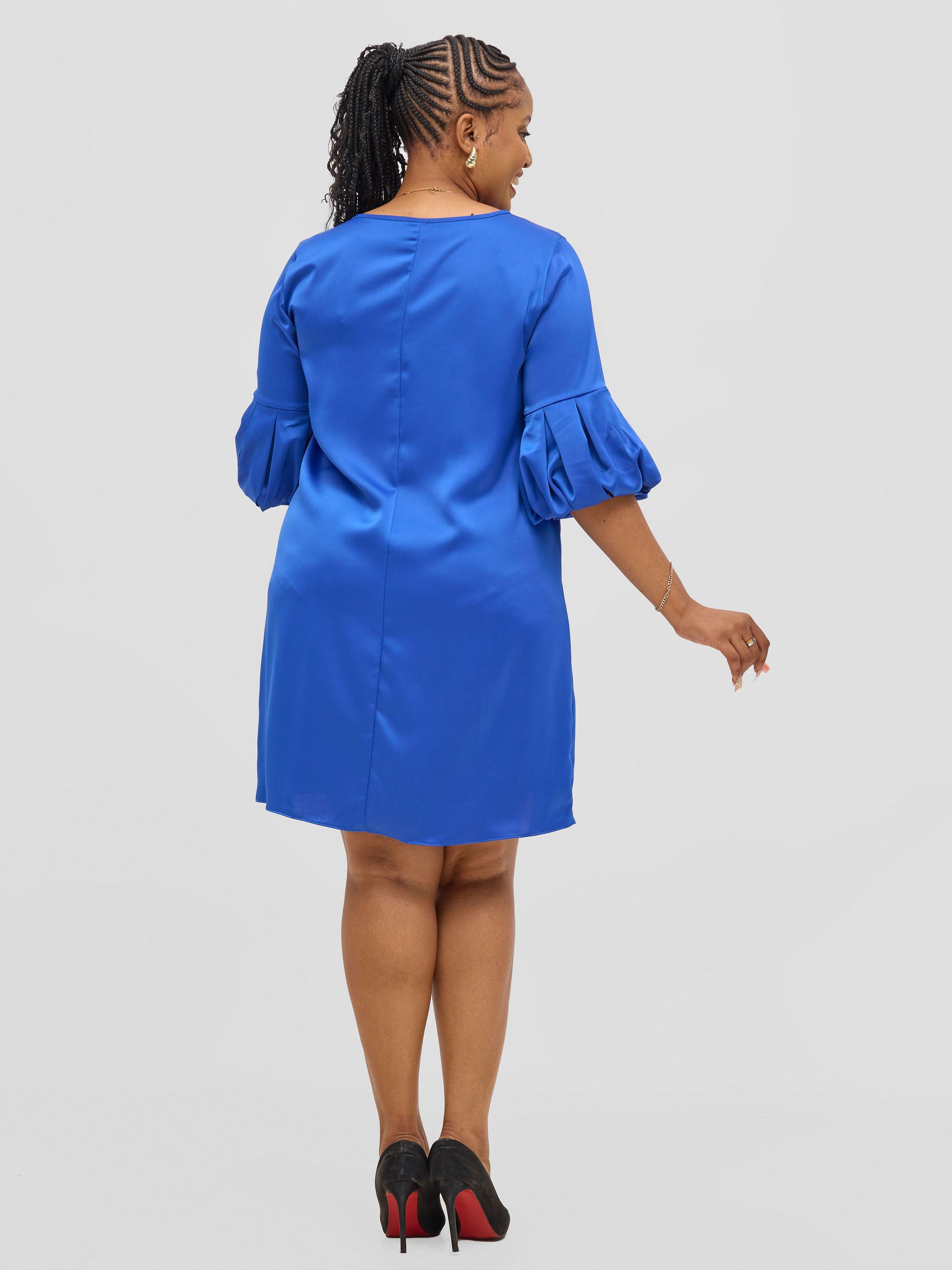 Vivo Meli Puff Sleeve Shift Dress - Royal Blue