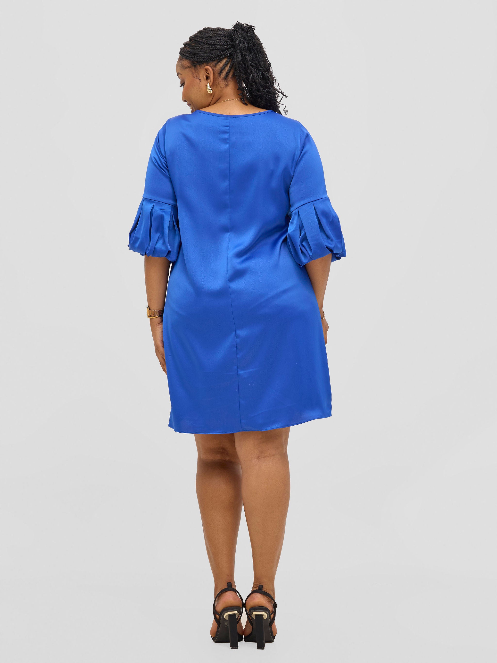 Vivo Meli Puff Sleeve Shift Dress - Royal Blue