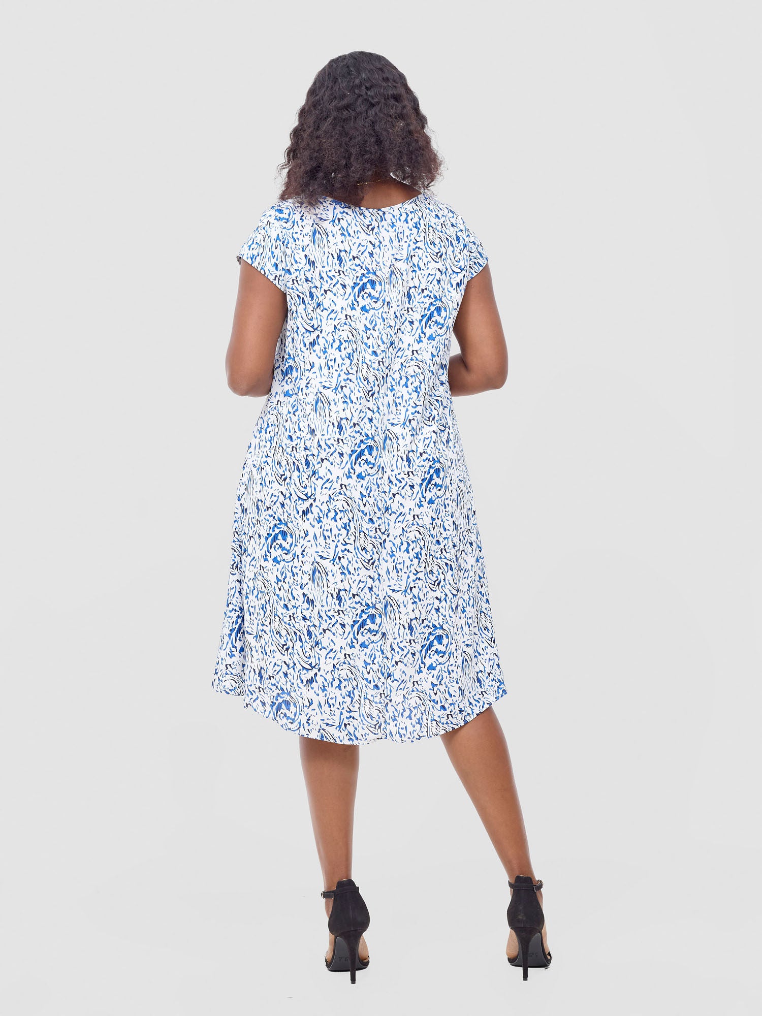 Vivo Sierra Cap Sleeve Tent Chiffon Dress - Blue / White Era Print