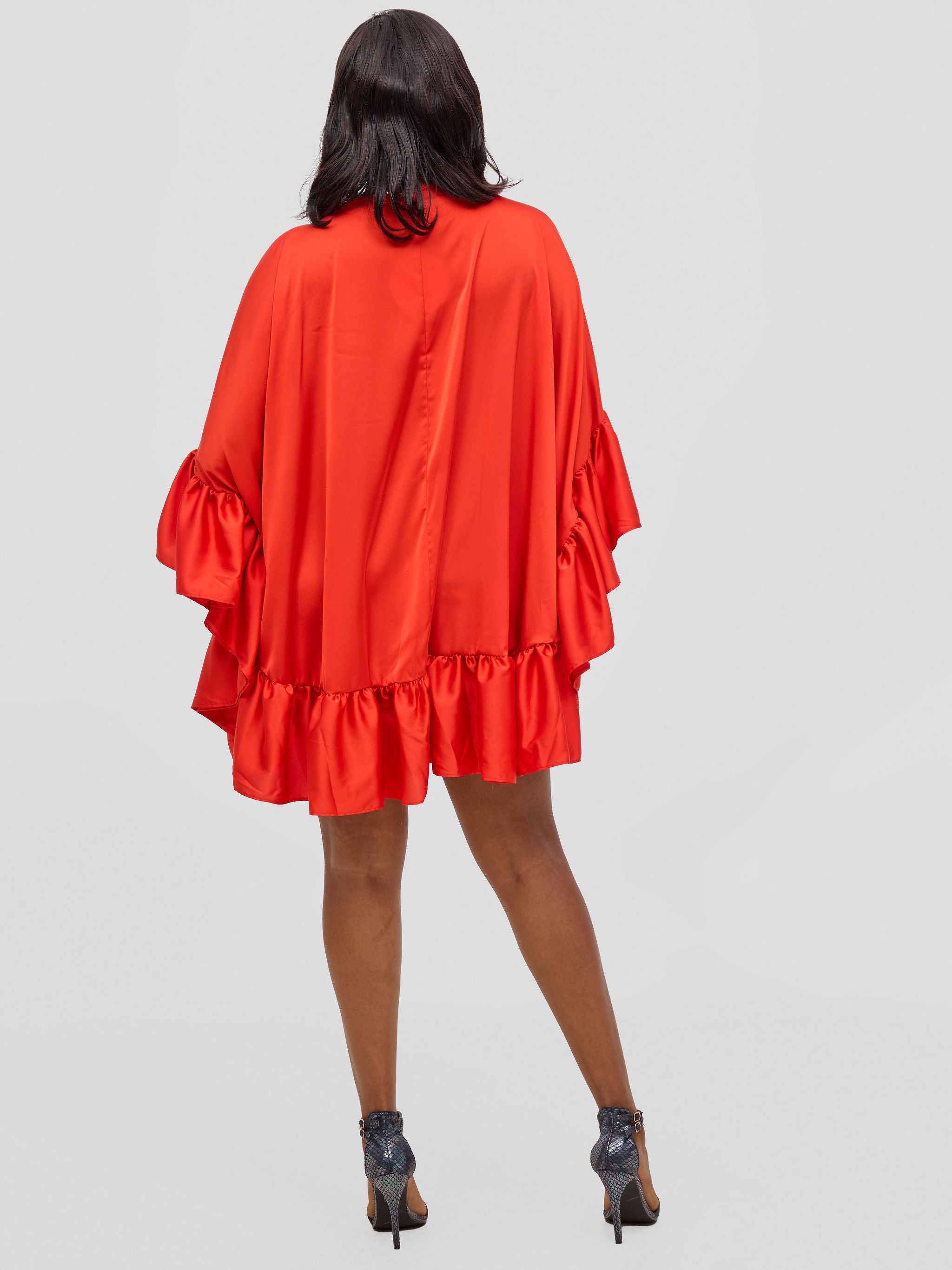 Vivo Malindi Tunic Dress With Frills - Red