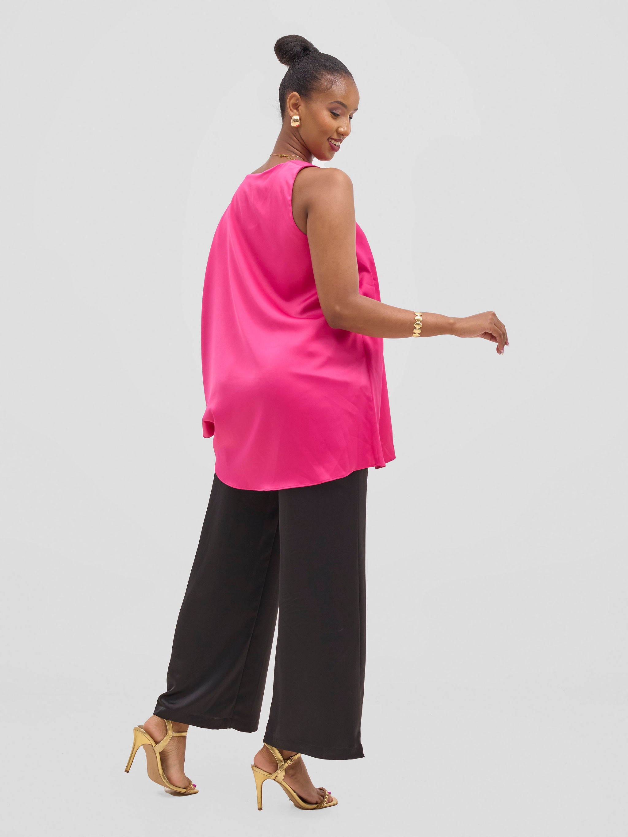 Vivo Yene Asymmetrical Cape Top - Hot Pink