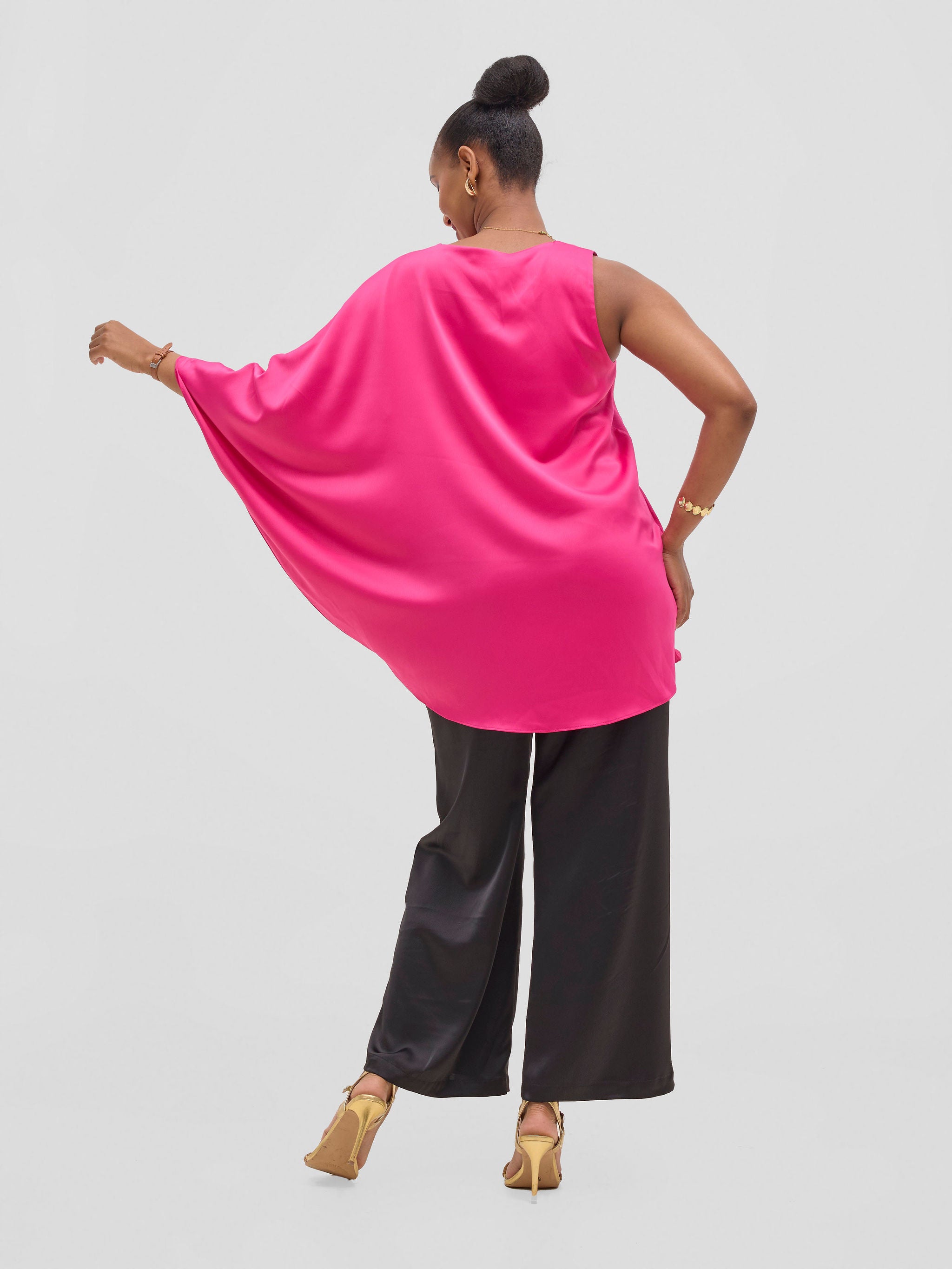 Vivo Yene Asymmetrical Cape Top - Hot Pink