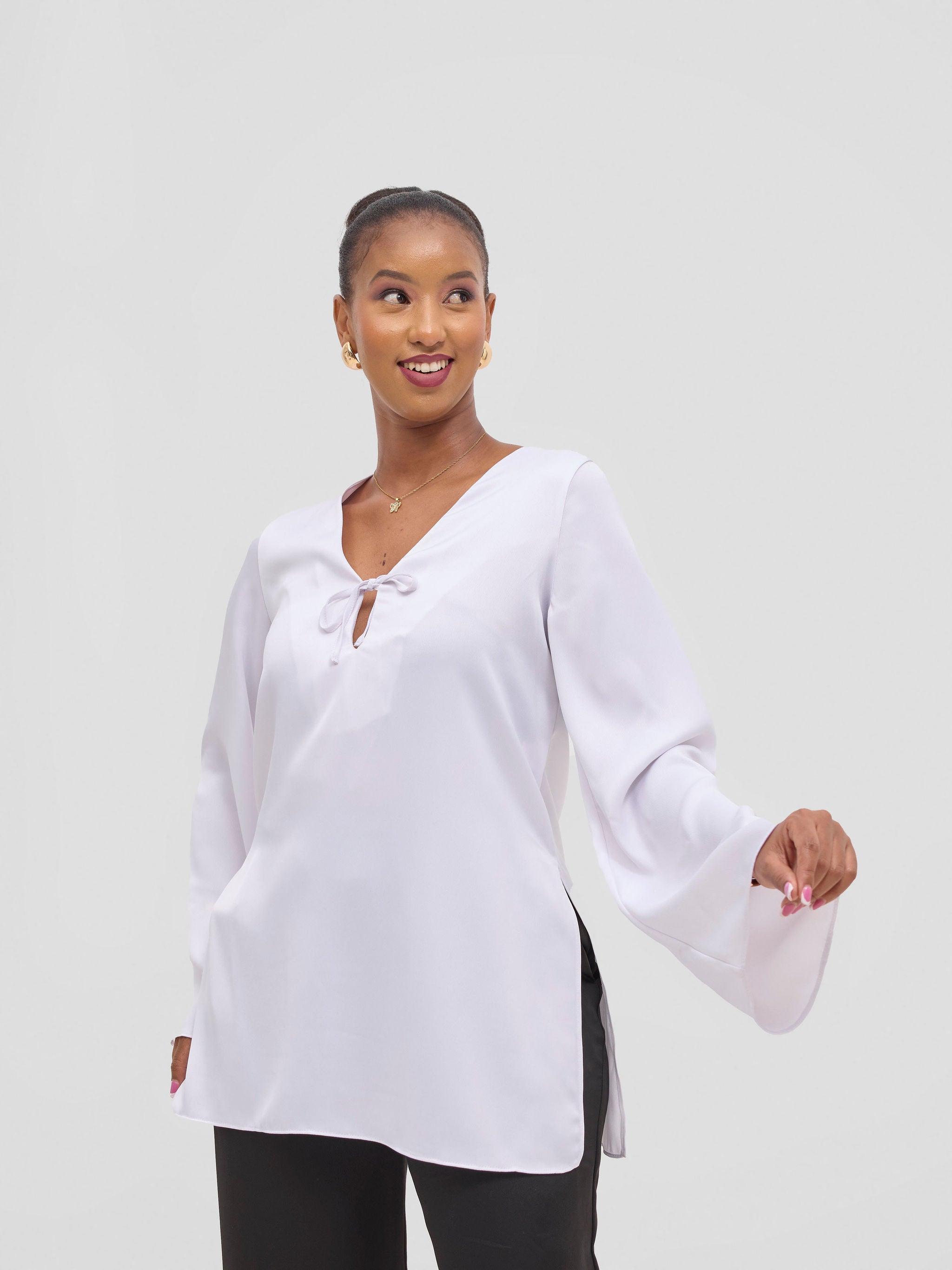 Vivo Yene High Slit Tunic Top - White