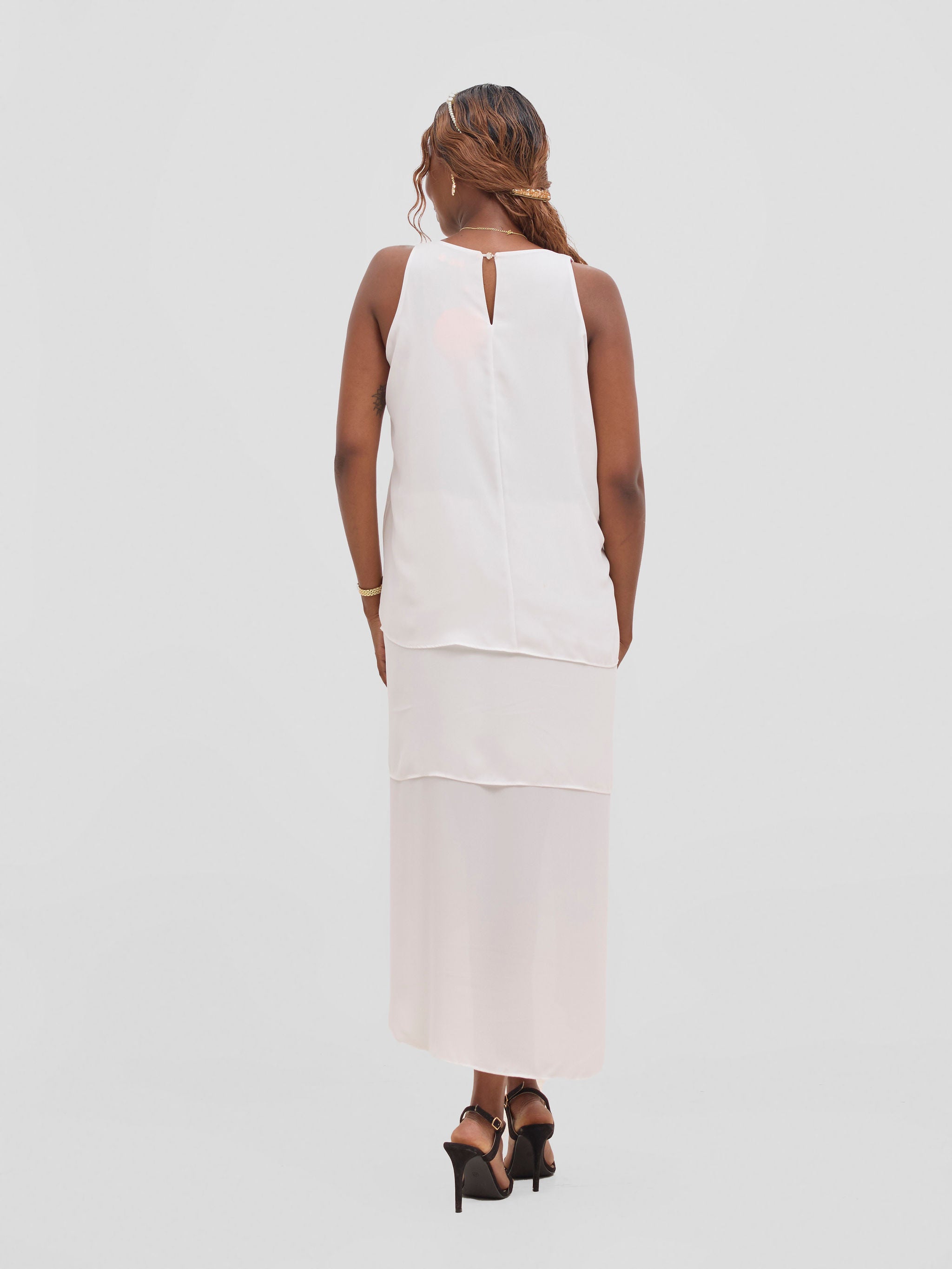 Vivo Yene Layered Midi Dress - White