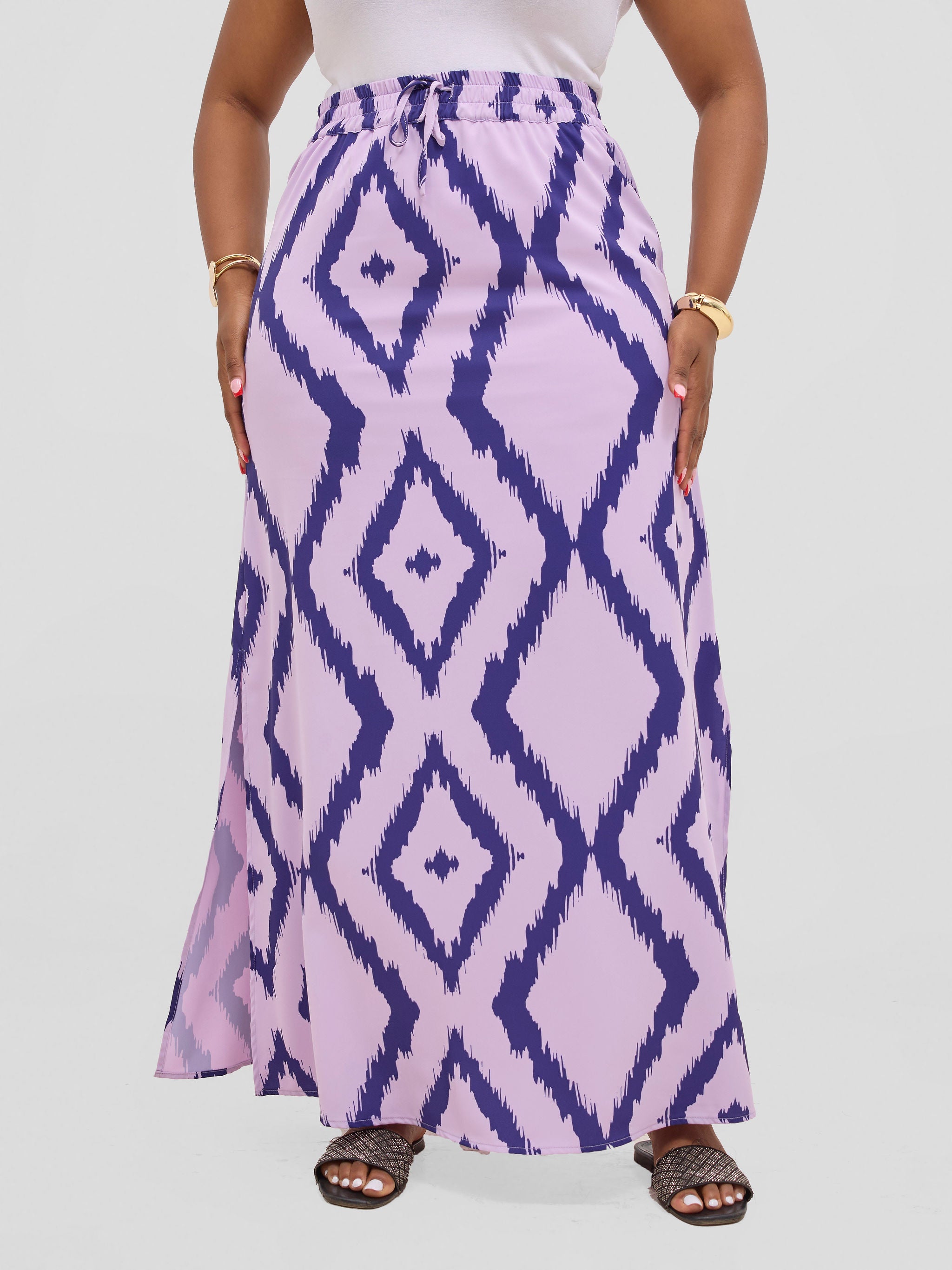 Vivo Seli Maxi Skirt - Lilac / Navy Esli Print