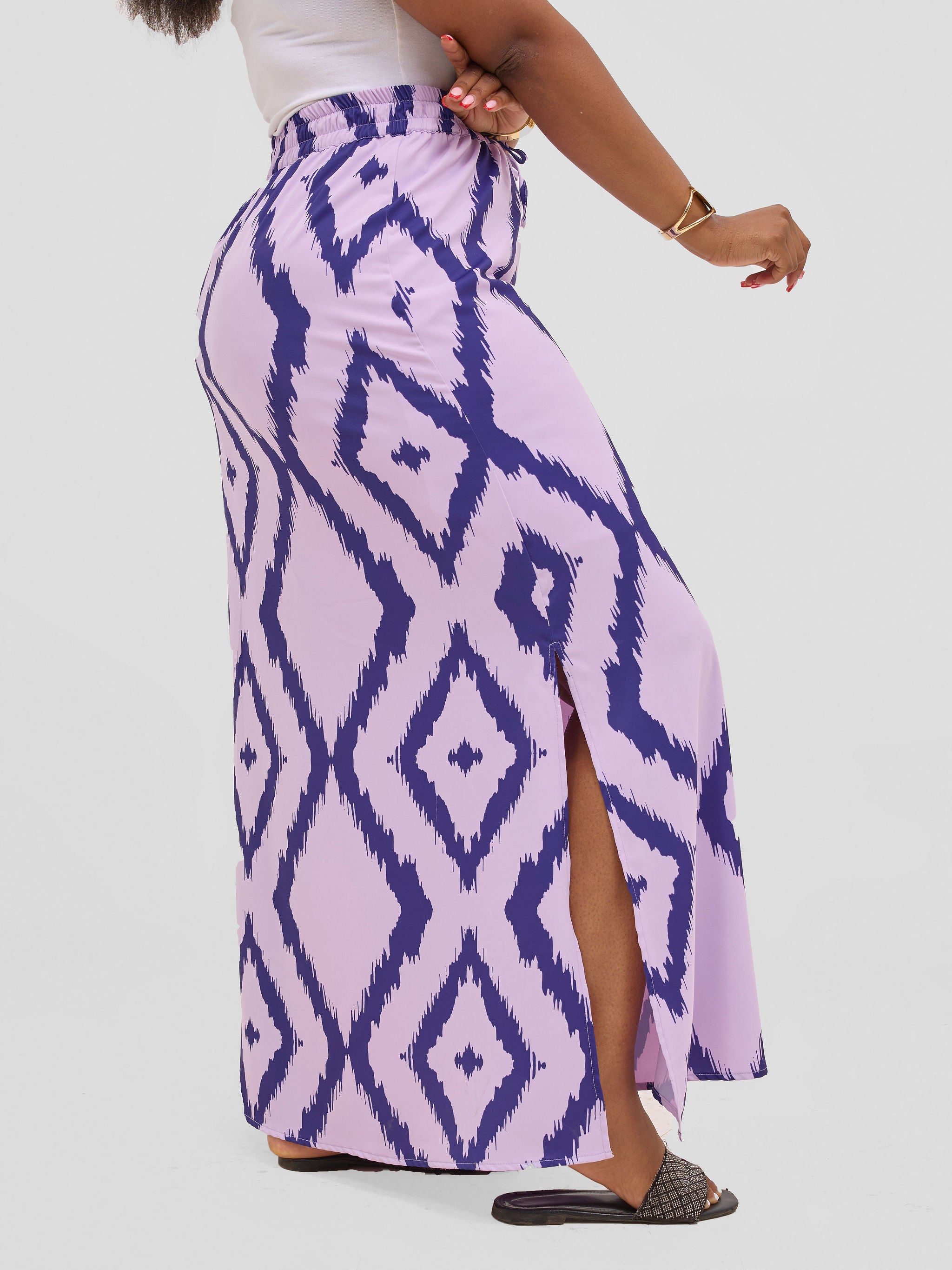 Vivo Seli Maxi Skirt - Lilac / Navy Esli Print