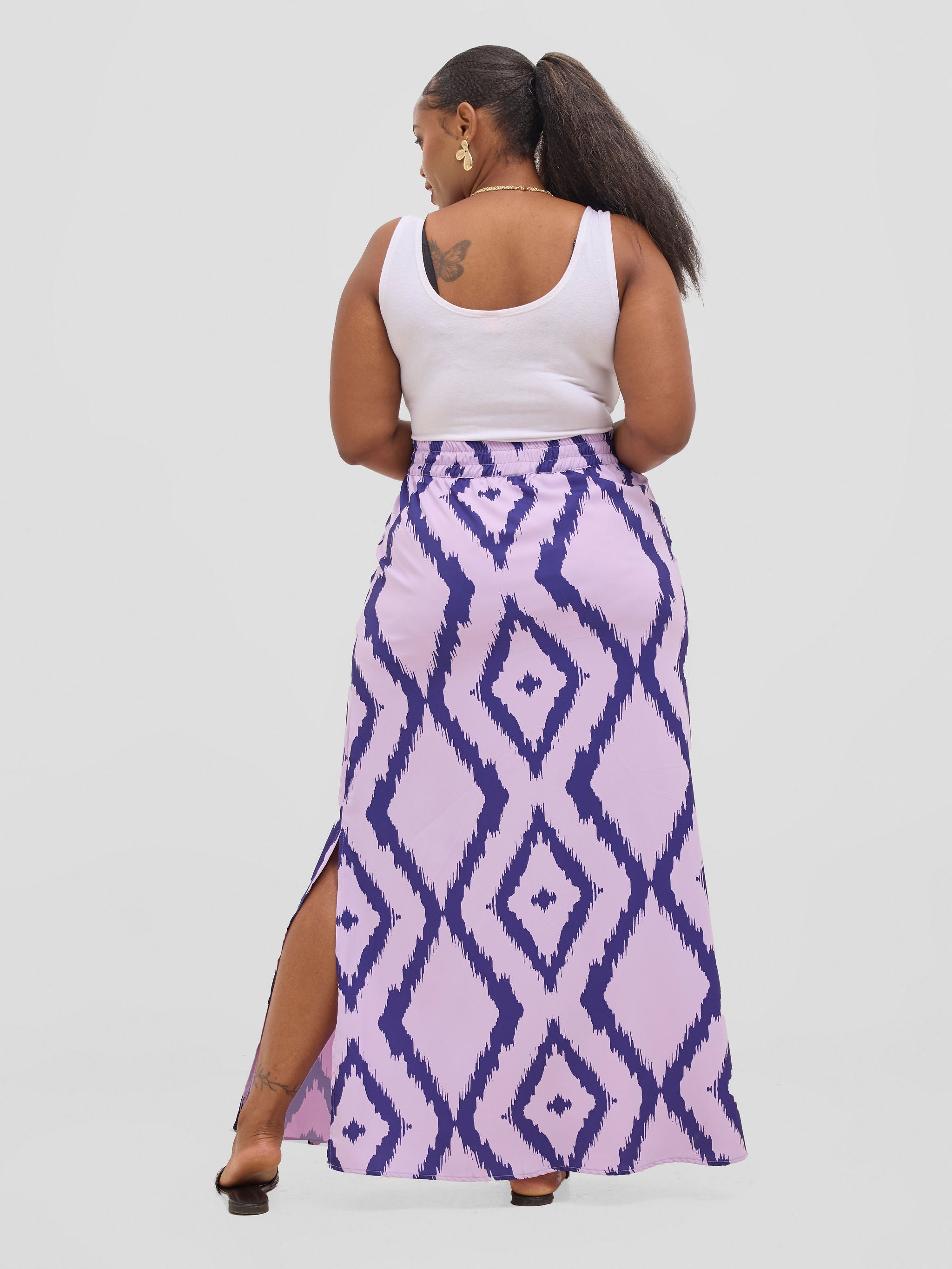 Vivo Seli Maxi Skirt - Lilac / Navy Esli Print