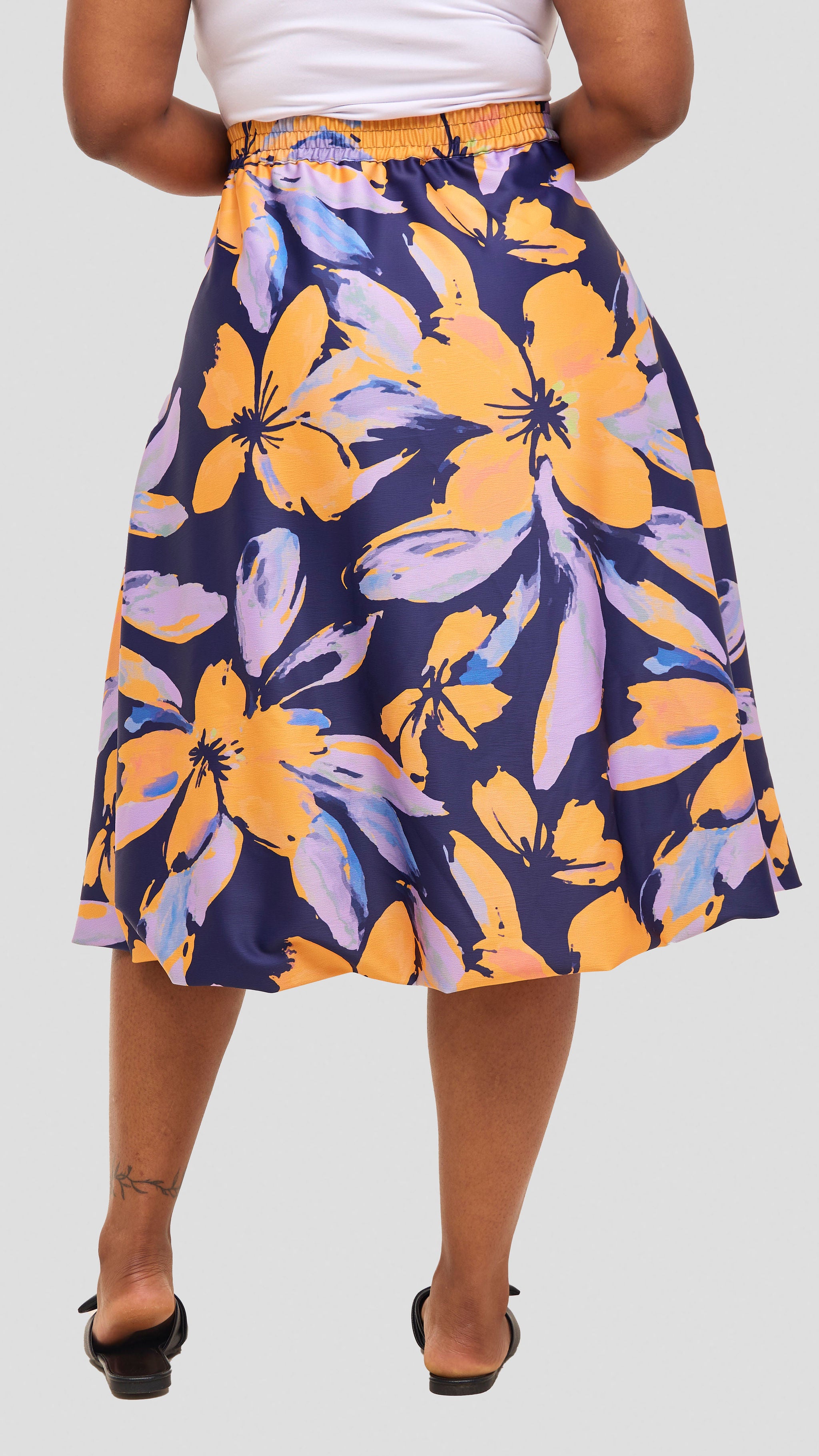 Vivo Iyana Bubble Midi Skirt - Yellow / Lilac Iya Print