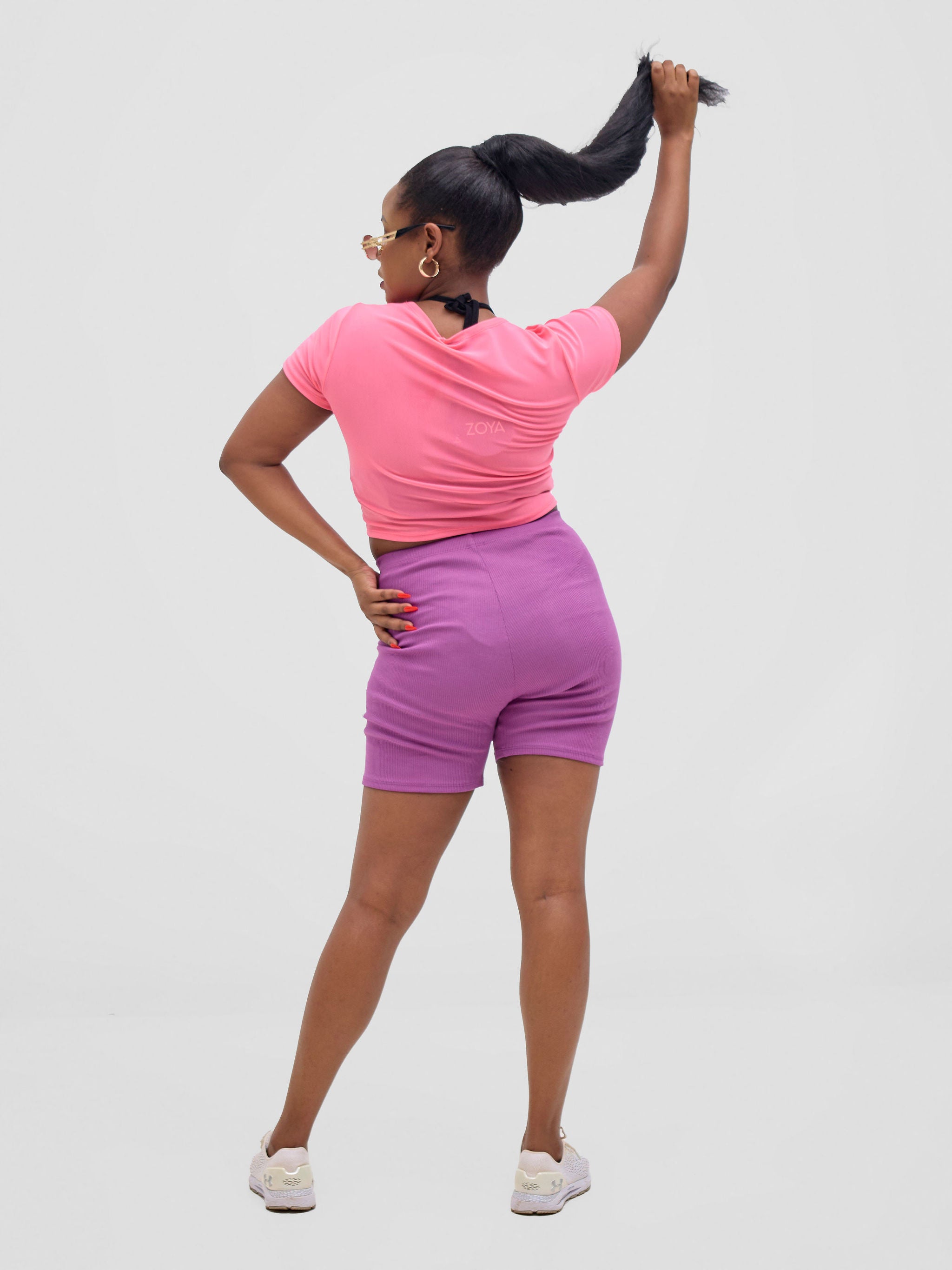 Zoya Vasha Short Sleeve Mesh Top - Neon Pink