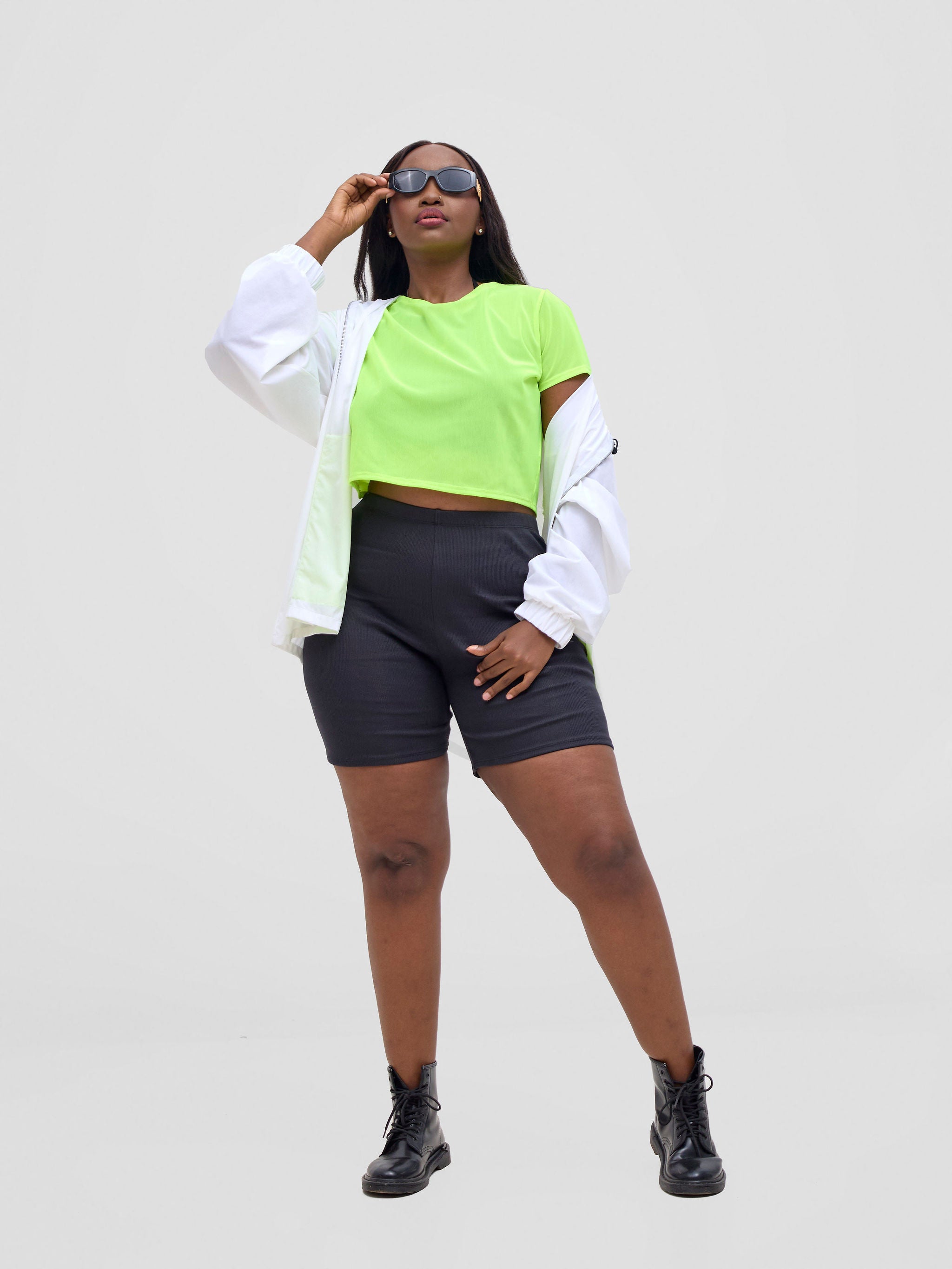 Zoya Vasha Short Sleeve Mesh Top - Neon Green