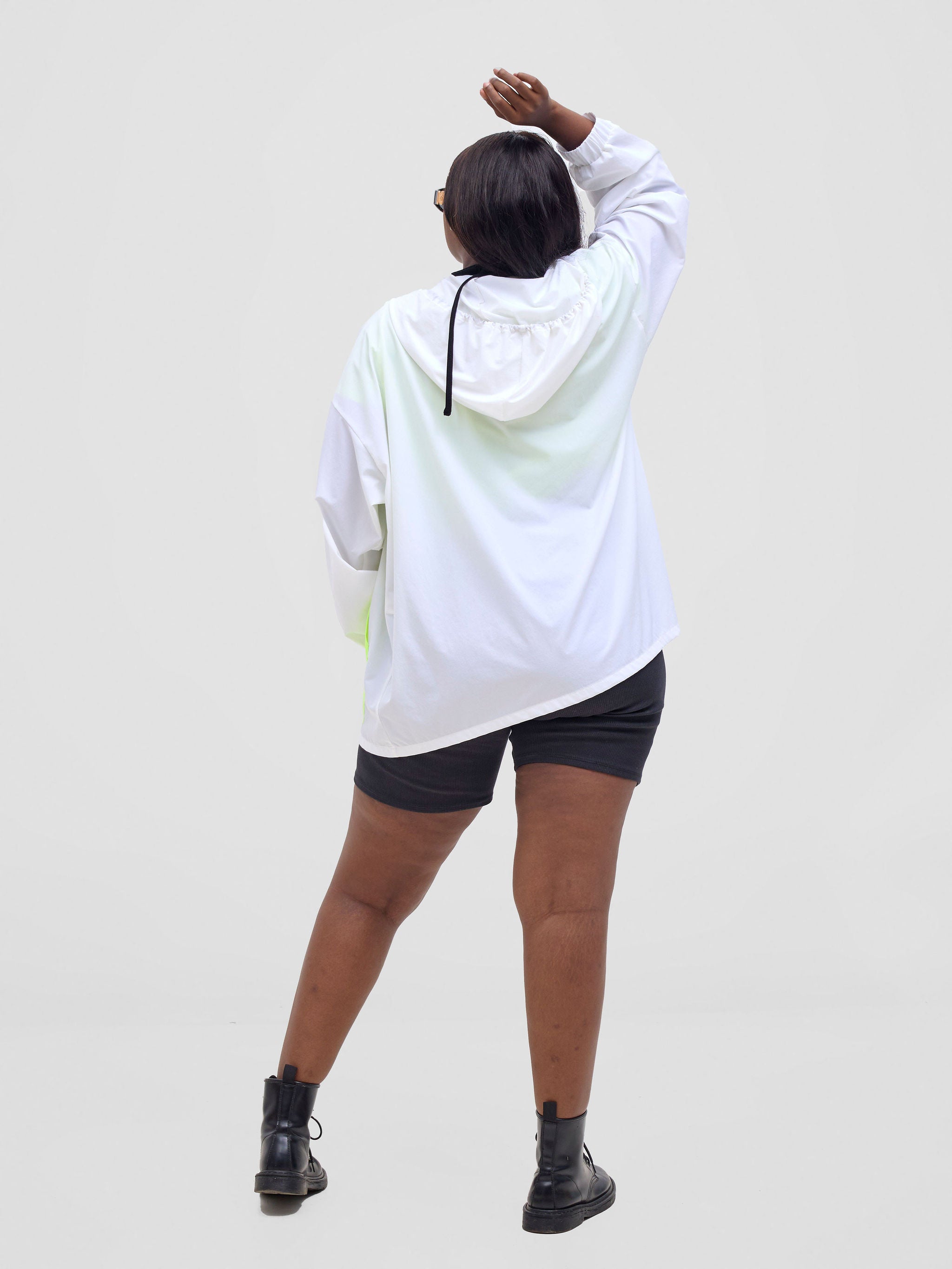 Zoya Vasha Hooded Jacket - White / Neon Green