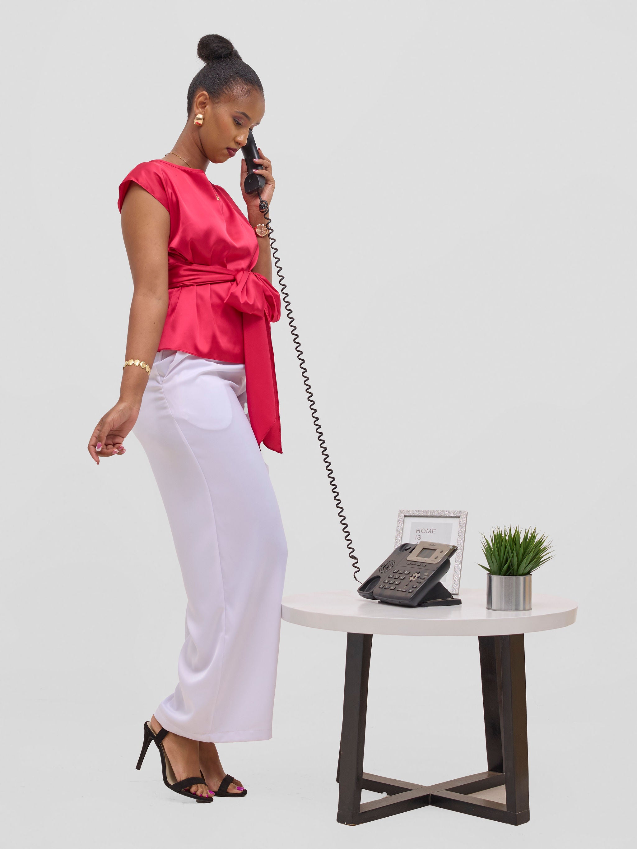 Vivo Yene Front Tie Top - Hot Pink