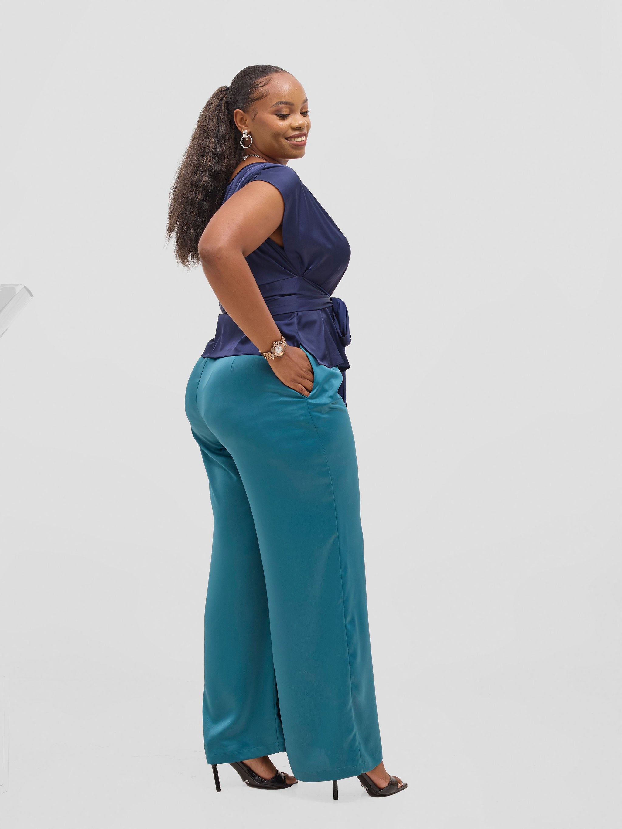 Vivo Yene Front Tie Top - Navy Blue