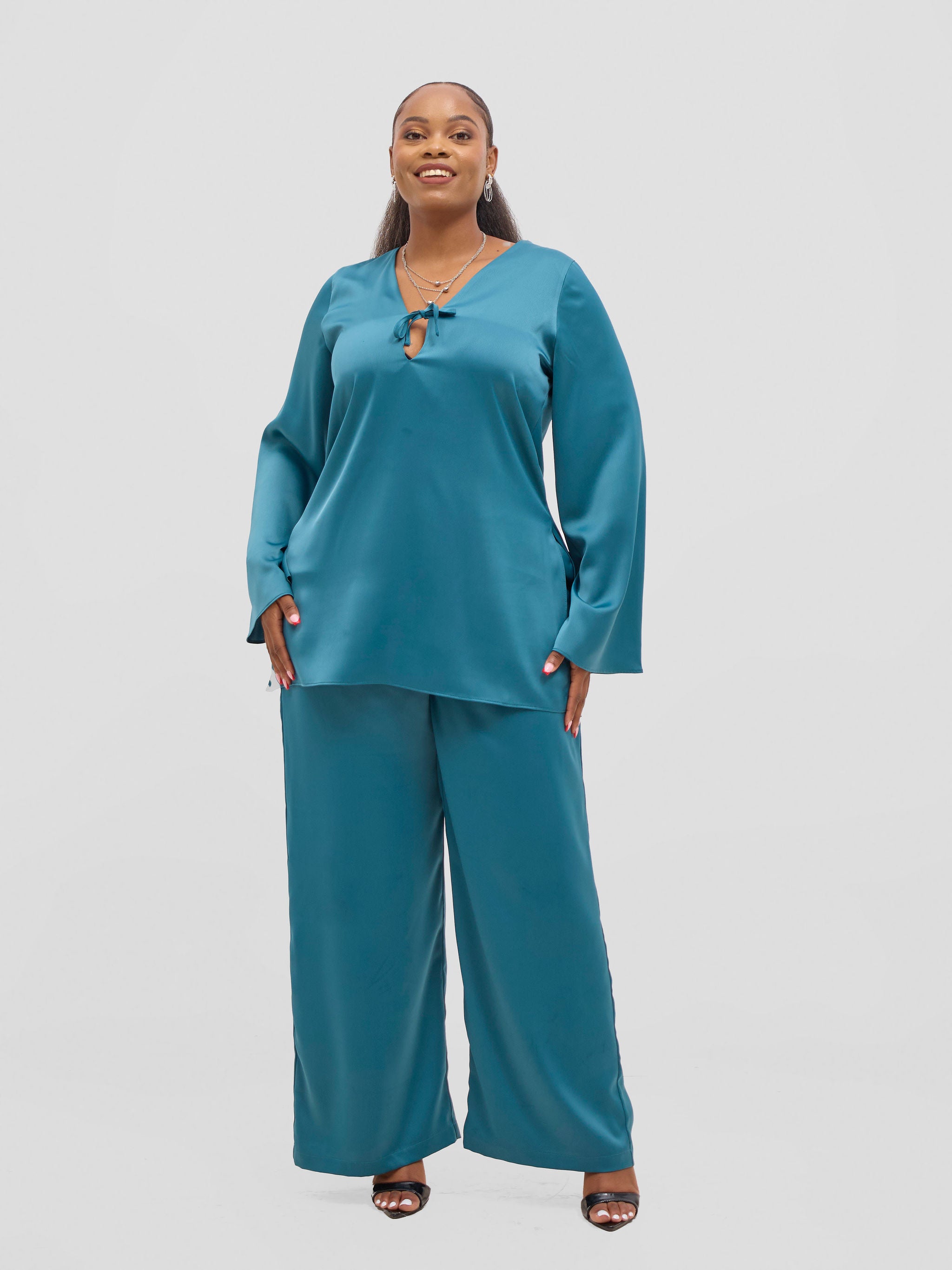 Vivo Yene High Slit Tunic Top - Light Teal