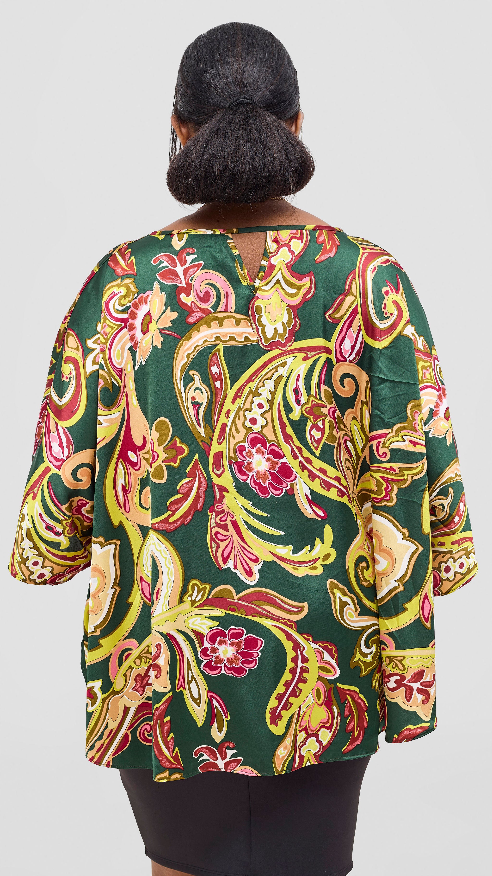 Vivo Keza Circular Loose Top - Dark Green / Hunters Print