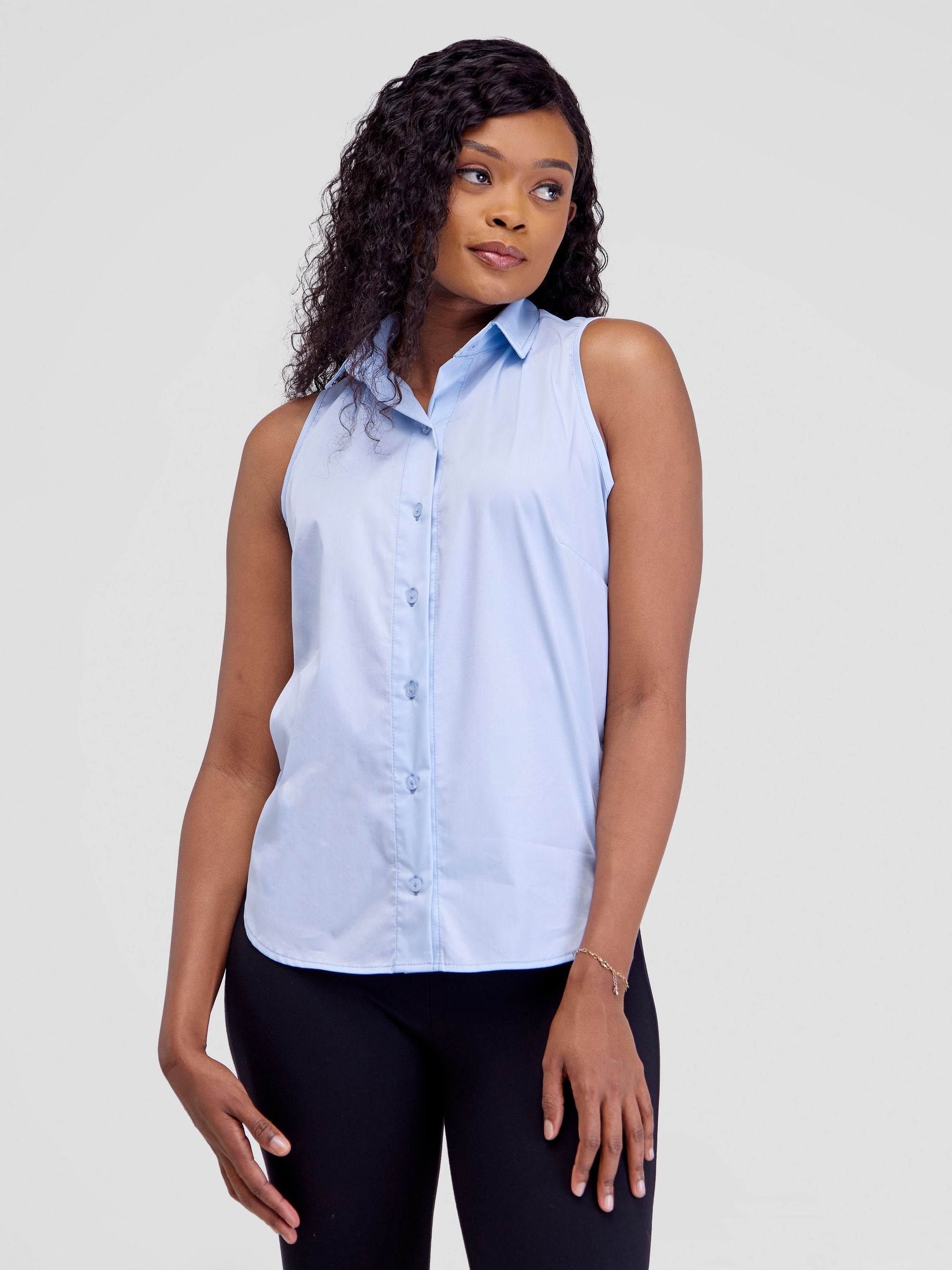 Safari Kamari Halter Shirt - Baby Blue