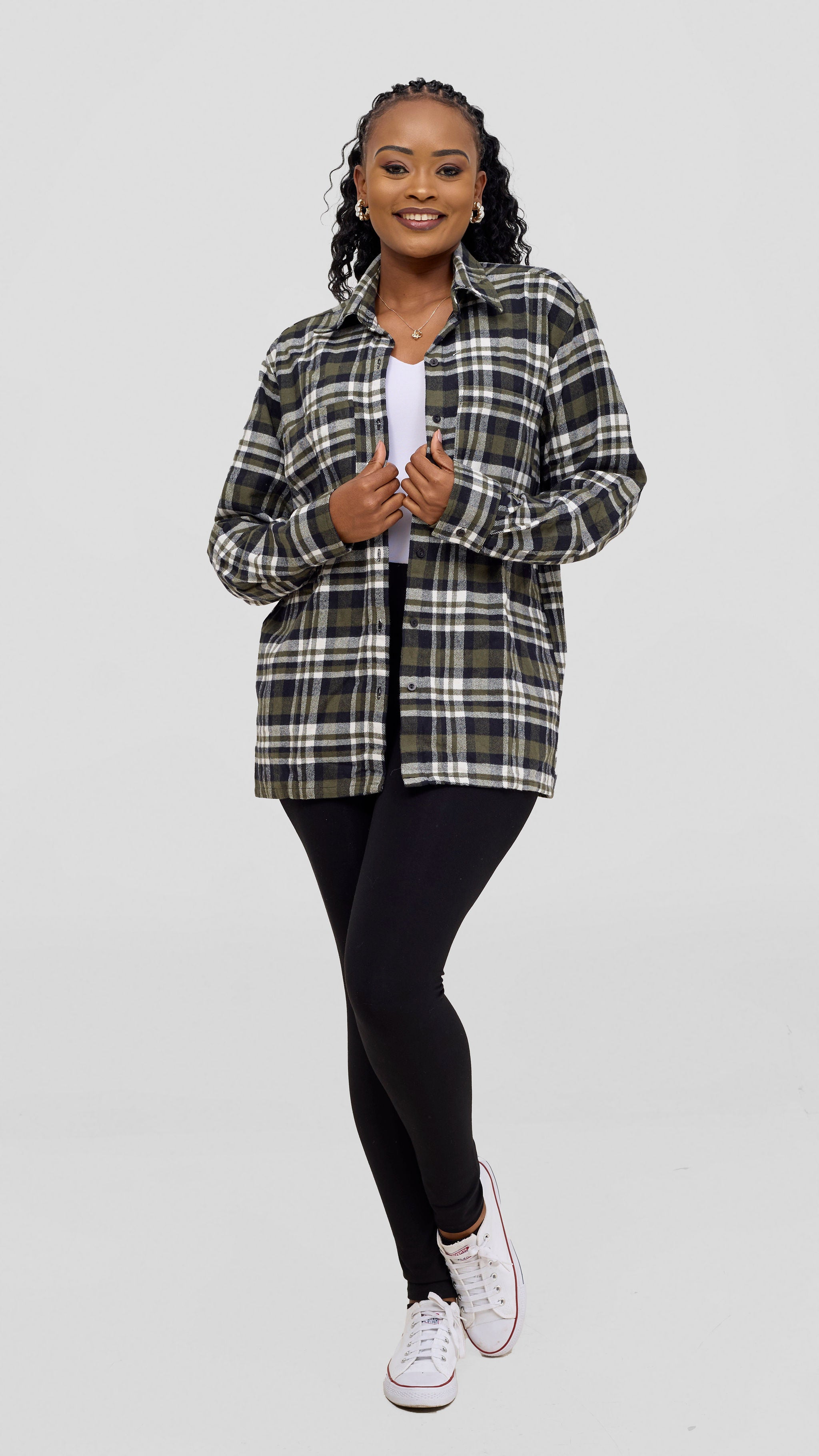 Zoya Aridi Unisex Shacket (Flannel) - Black/Hunters