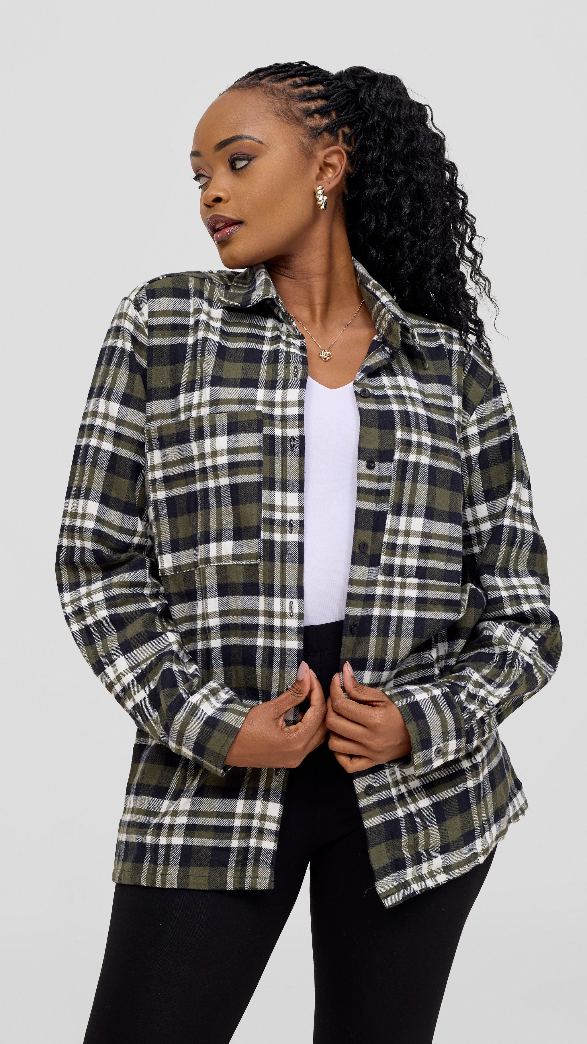 Zoya Aridi Unisex Shacket (Flannel) - Black/Hunters